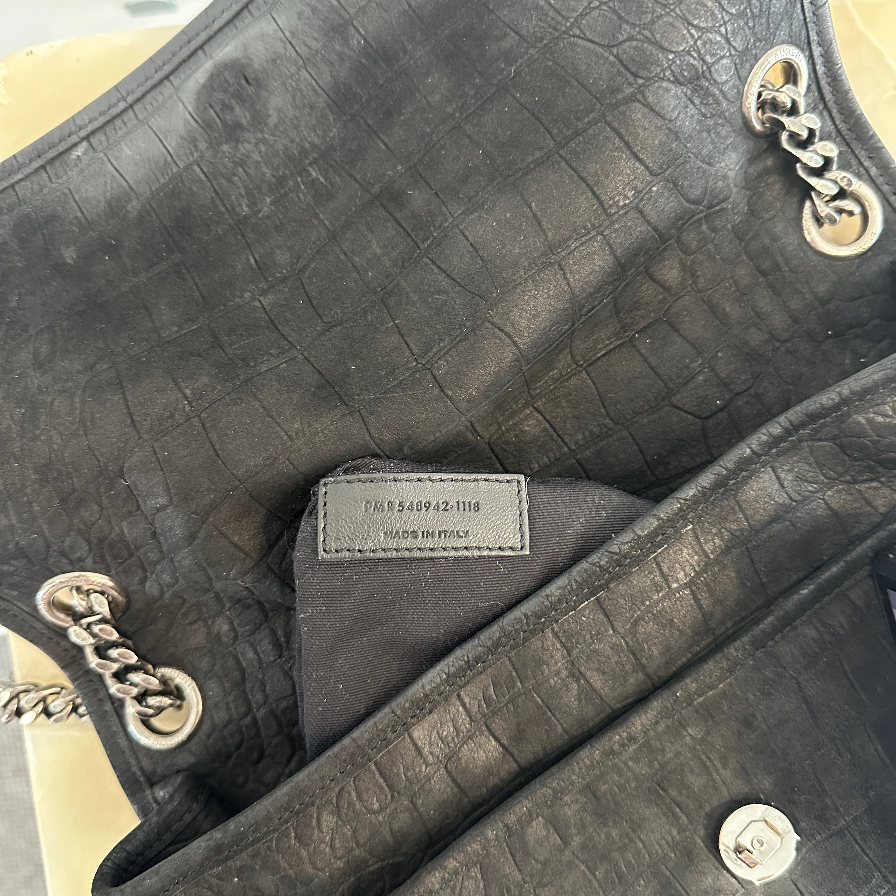 Saint Laurent Niki Shoulder Bag in Black Croc (RRP £1,635) | Authentic Preloved
