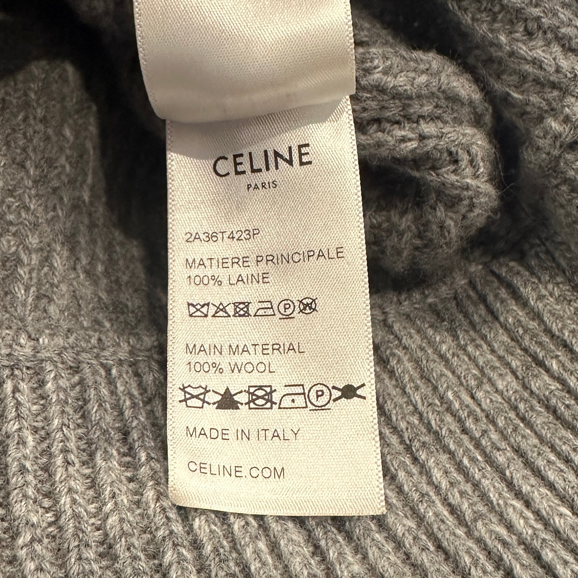 Celine Grey Hooded Sweater in Ribbed Wool RRP £1300 | Authentic Preloved