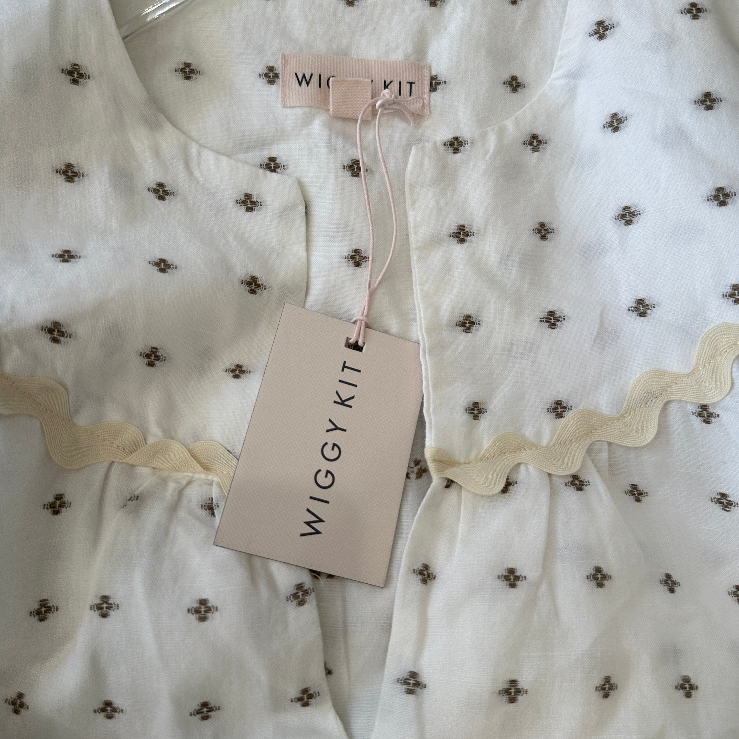 NEW Wiggy Kit White with Olive Clip Dot Dress (RRP £395) | Authentic Preloved