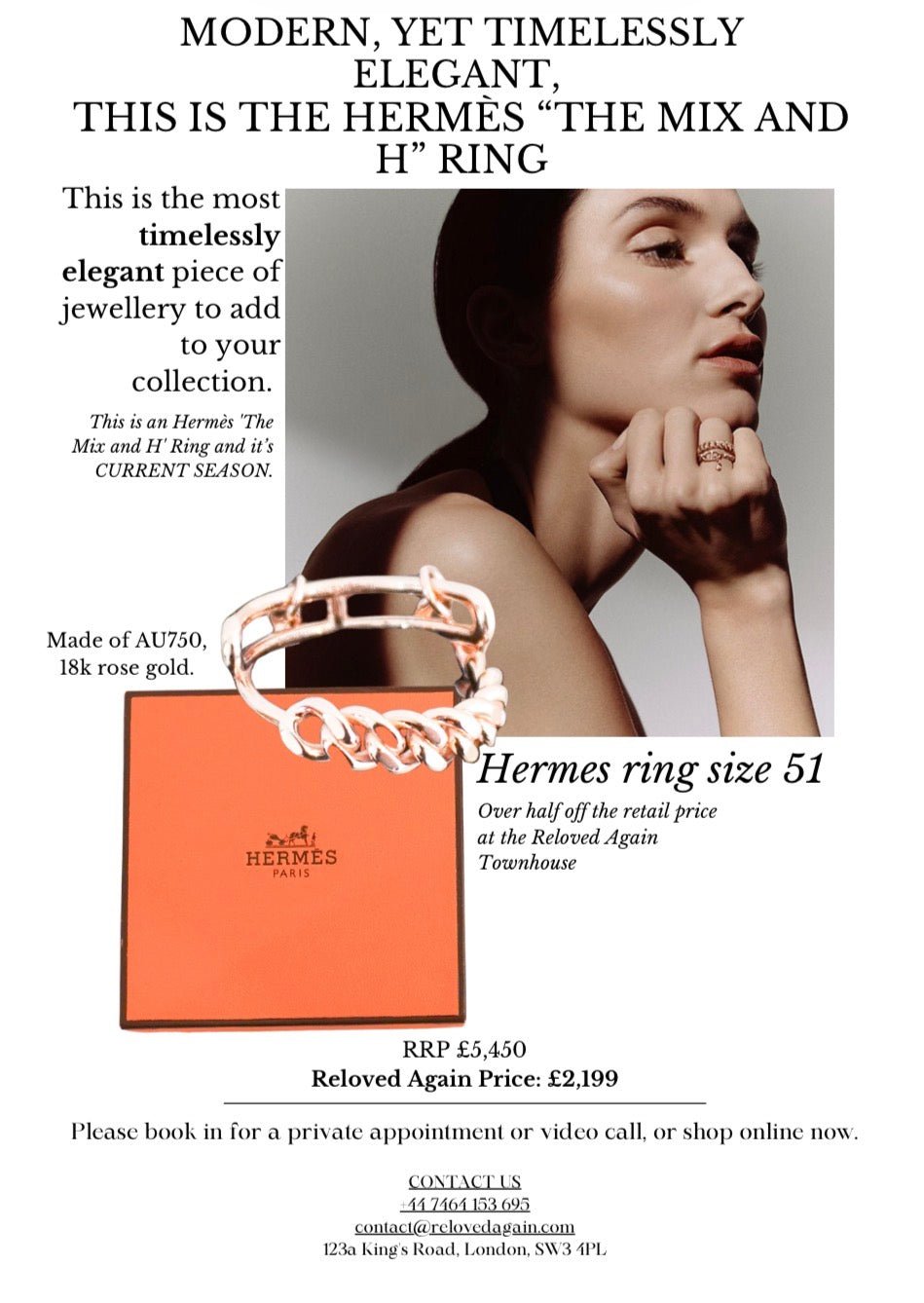 Hermes The Mix and H Ring in Rose Gold RRP £5450 | Authentic Preloved FINAL SALE - Reloved Again