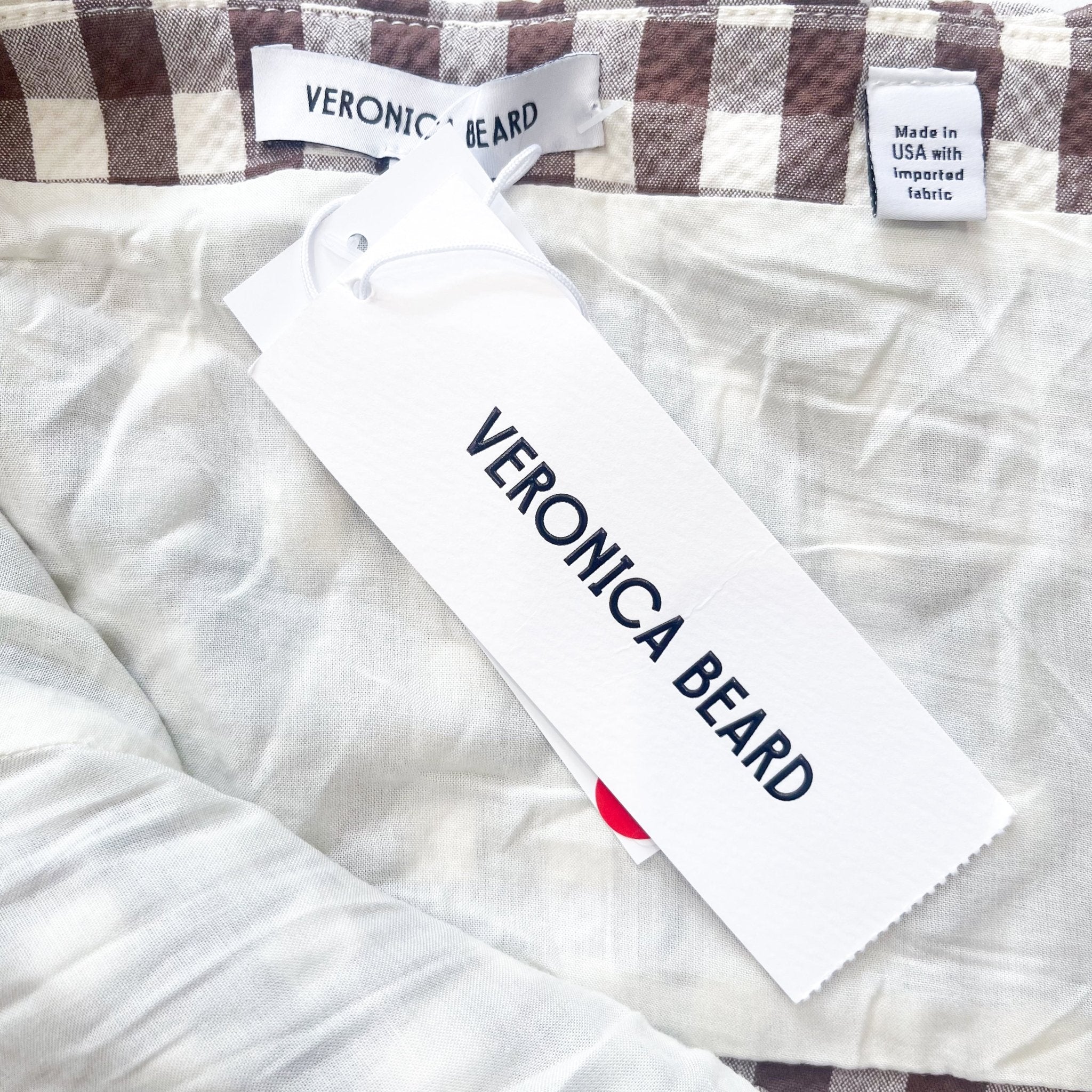 NEW Veronica Beard Brown Gingham Seersucker Midi Dress (RRP £540) | Authentic Preloved - Reloved Again