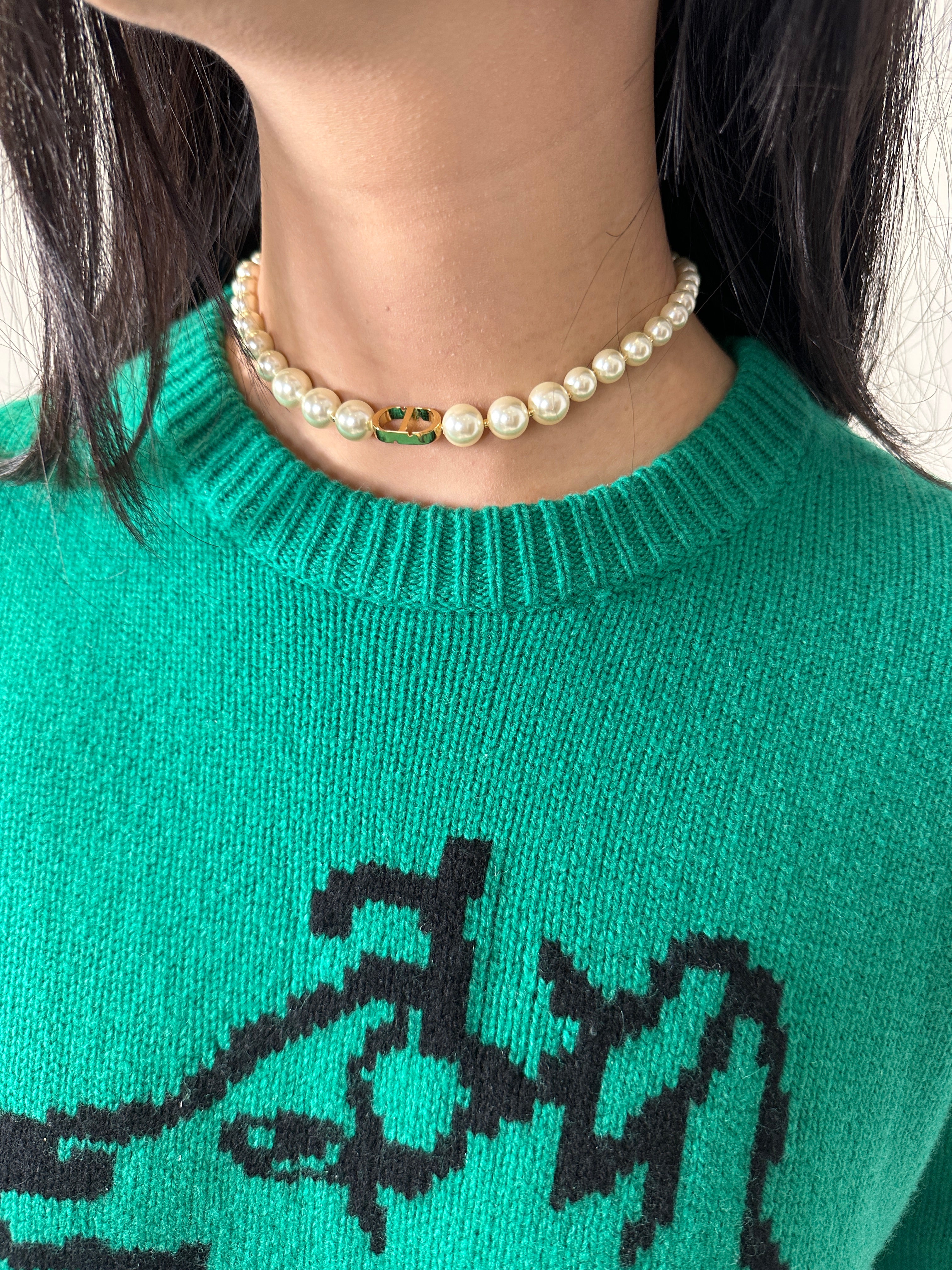 Montaigne faux pearl gold tone choker RRP £550