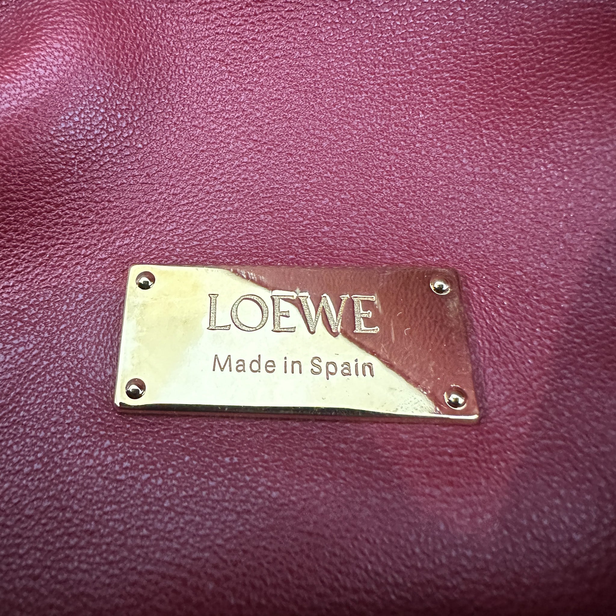 CURRENT SEASON Loewe Small Leather Featherlight Puzzle Top - Handle Bag in Burgundy RRP £3250 | Authentic Preloved - Reloved Again