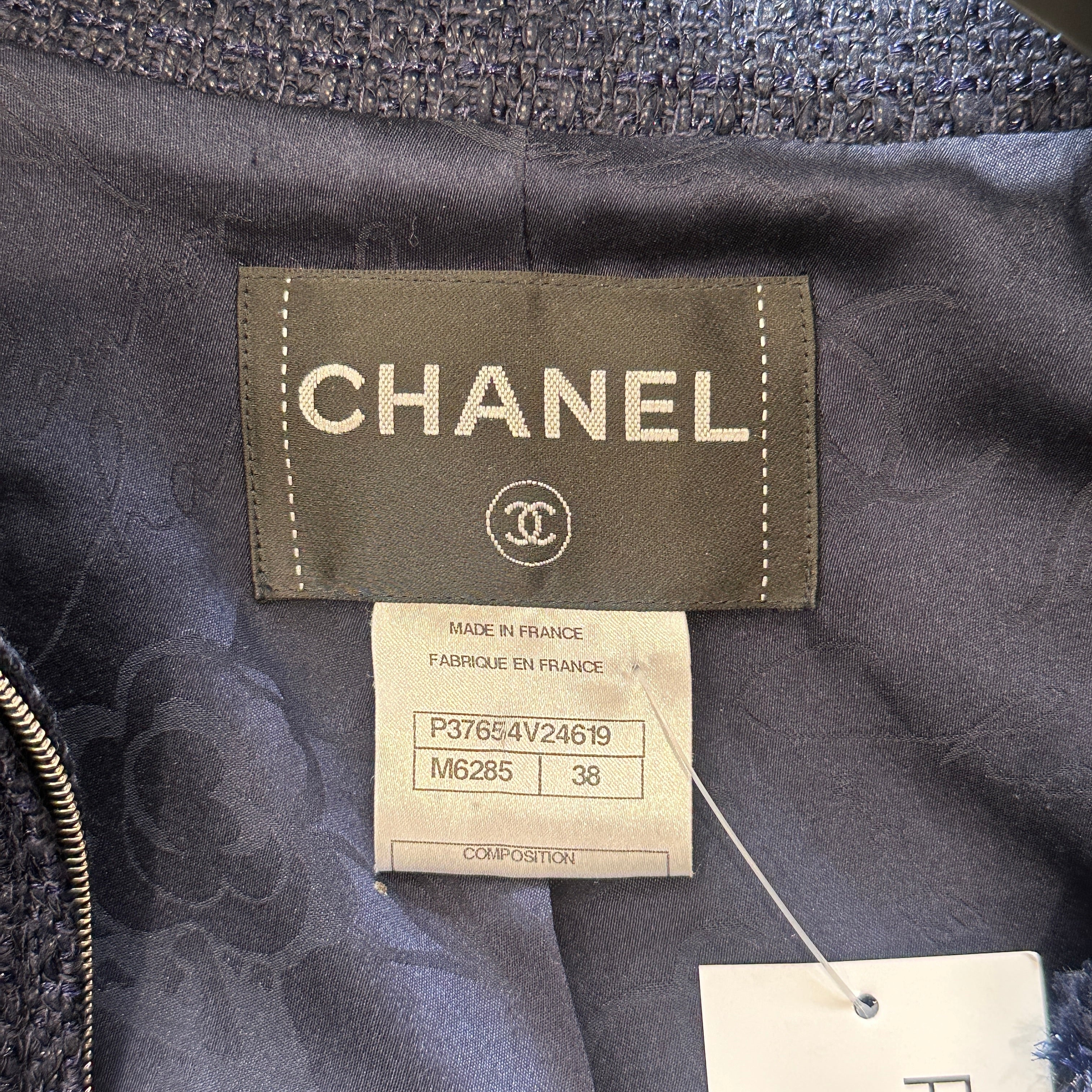Chanel Navy Blue Boucle Zip Jacket RRP £3000 | Authentic Preloved