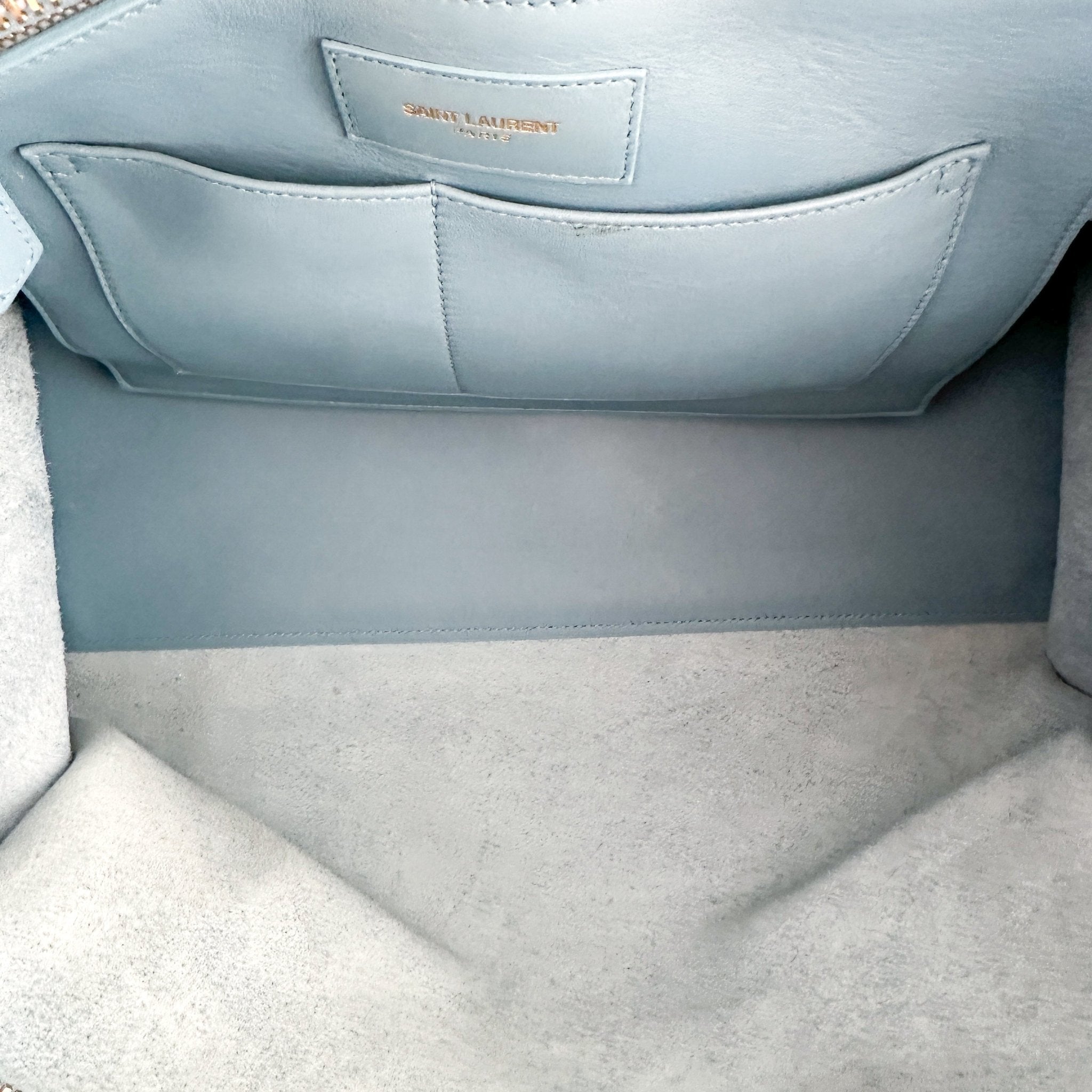 Saint Laurent Y Ligne Cabas Bag in Light Blue RRP £1800 | Authentic Preloved - Reloved Again