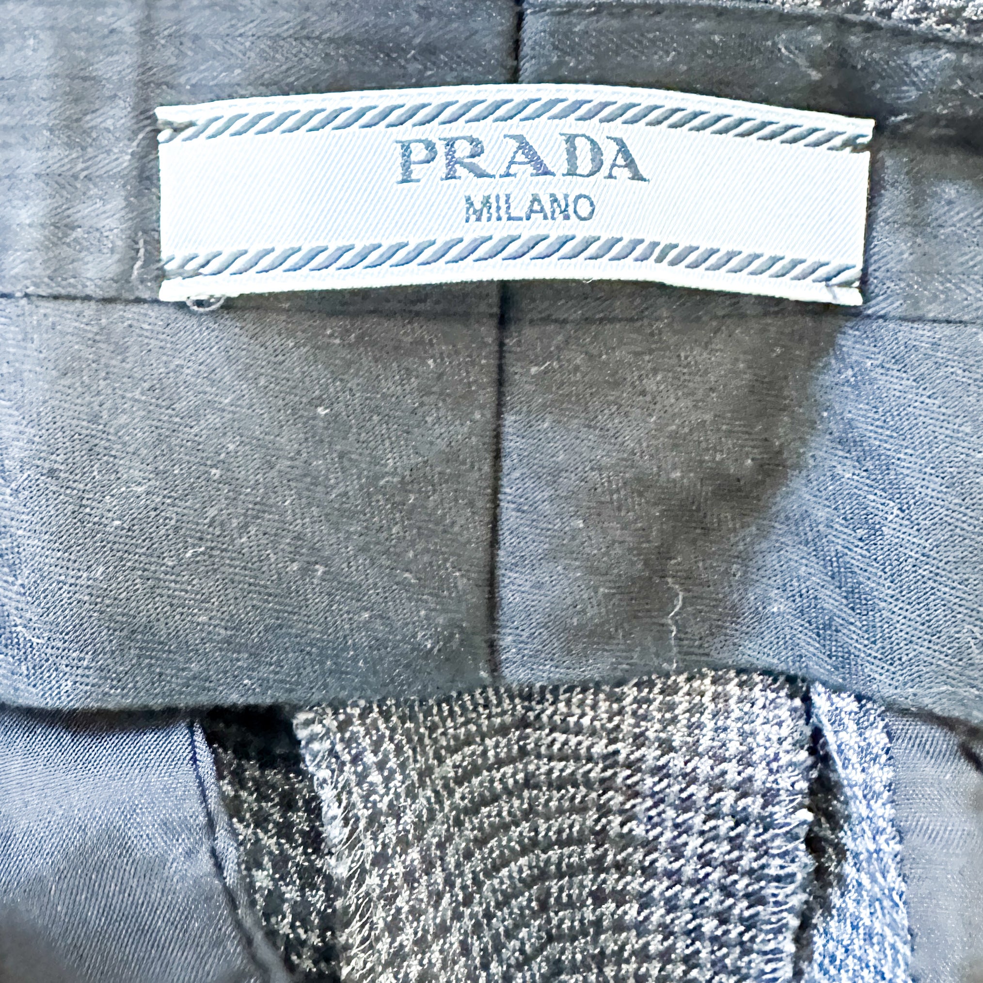 Prada Grey Herringbone Cuffed Jogger Trousers with Metal Buckles RRP £1.5K | Authentic Preloved - Reloved Again