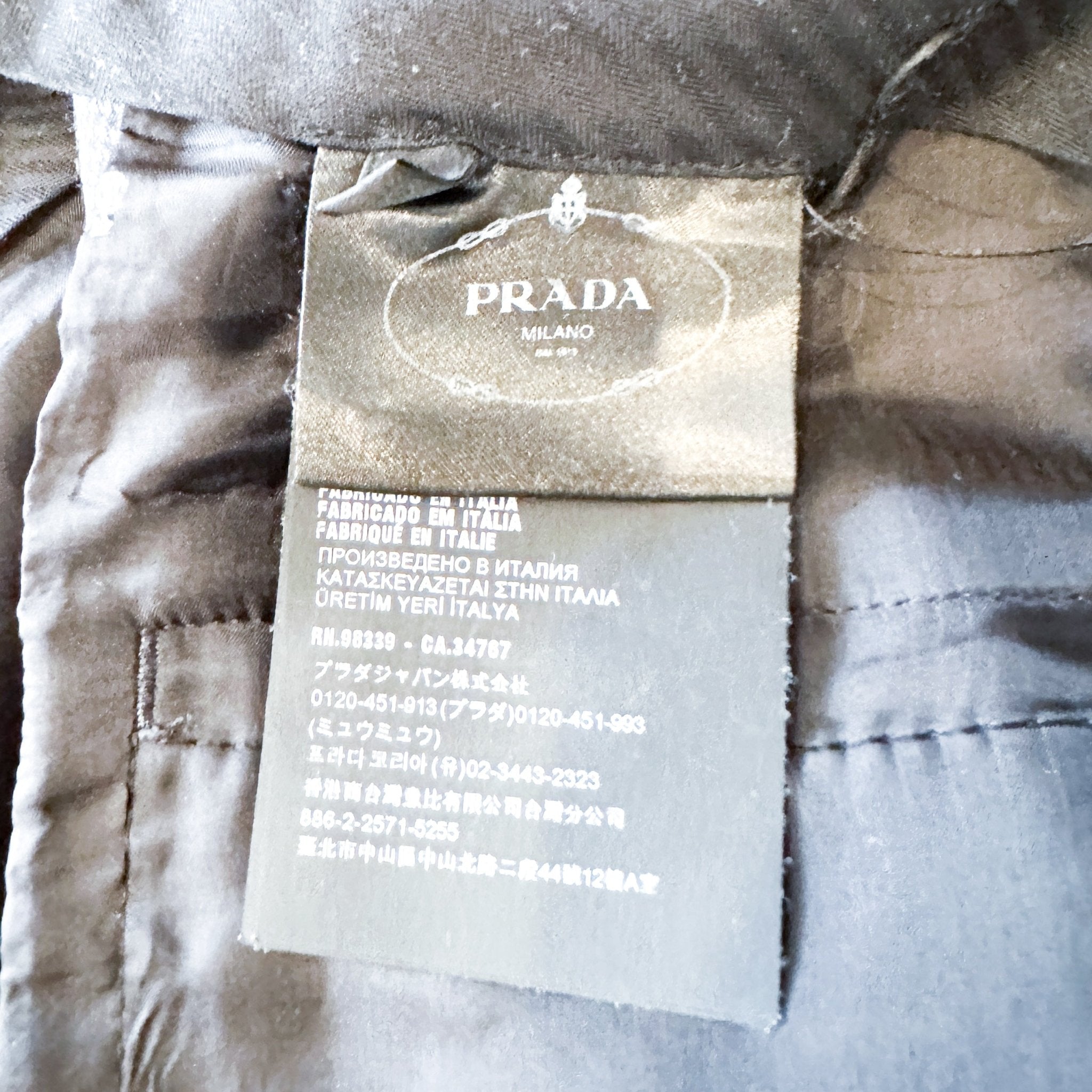 Prada Grey Herringbone Cuffed Jogger Trousers with Metal Buckles RRP £1.5K | Authentic Preloved - Reloved Again