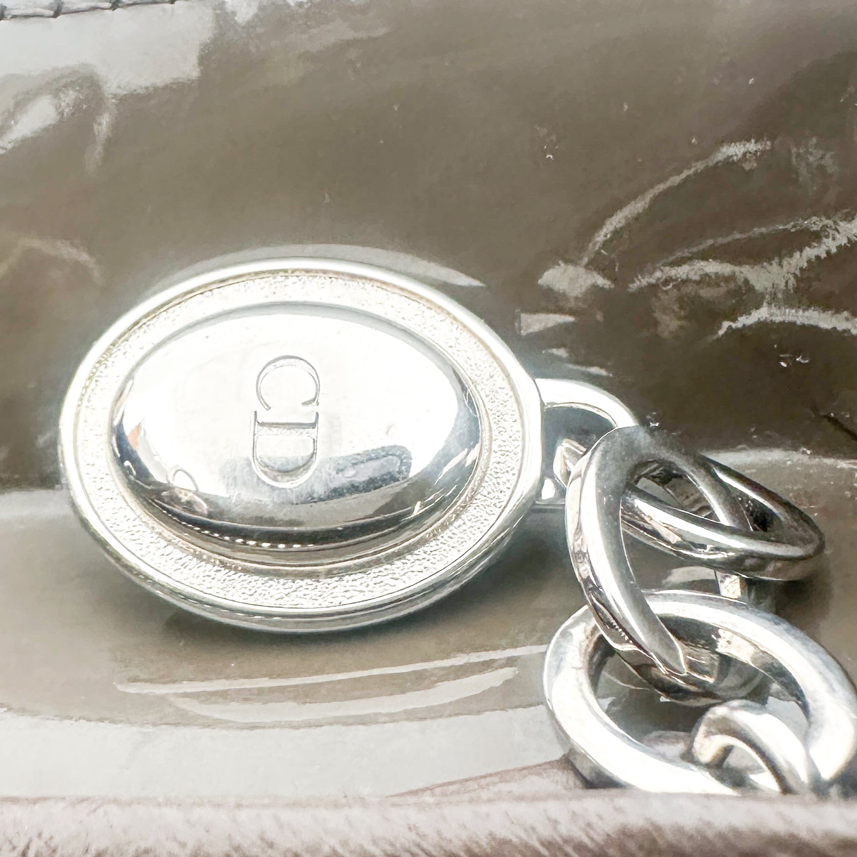 Dior Patent Cannage Large Lady Dior in Grey RRP £5600 | Authentic Preloved