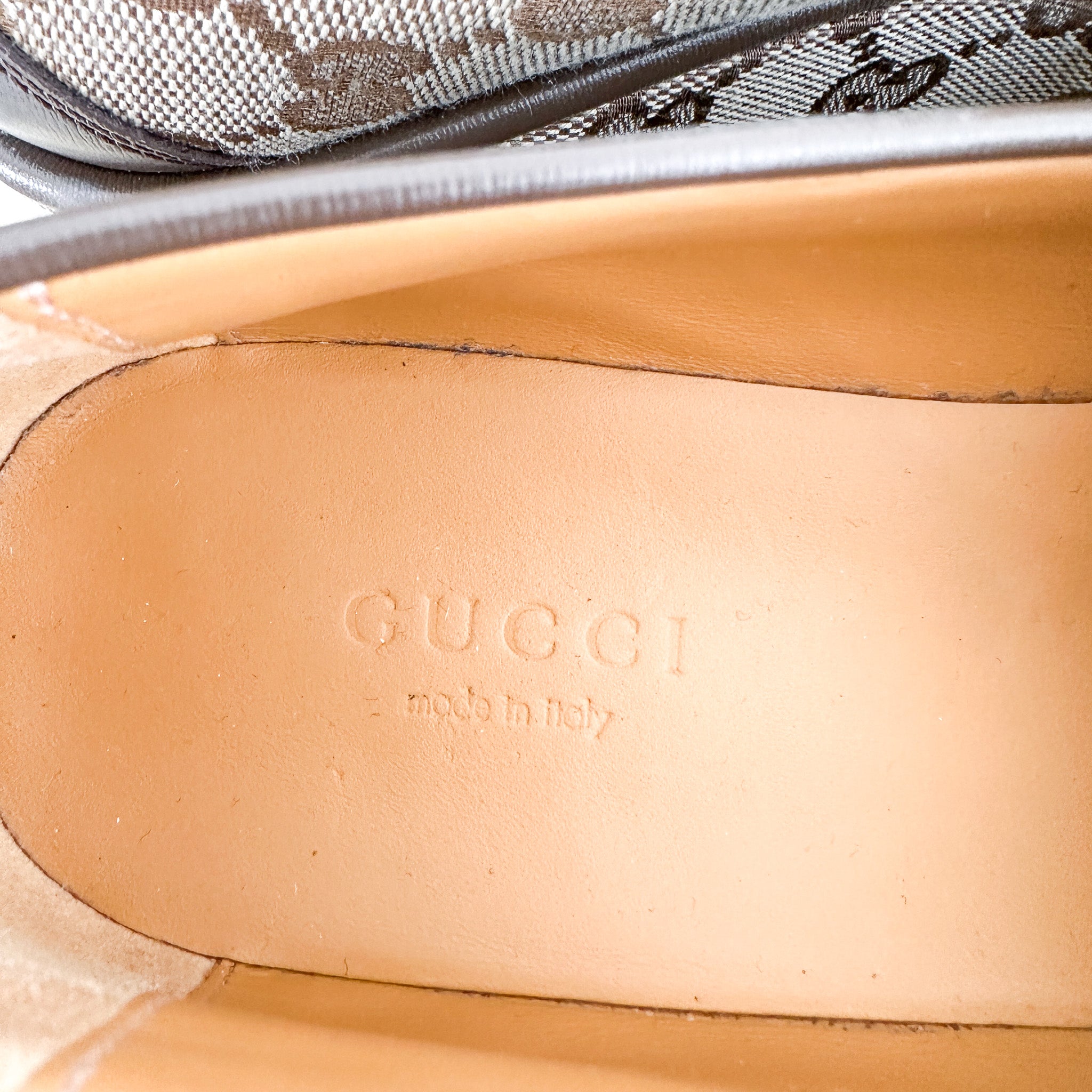 Gucci Horsebit Wedge Loafers in Beige GG Canvas RRP £750 | Authentic Preloved