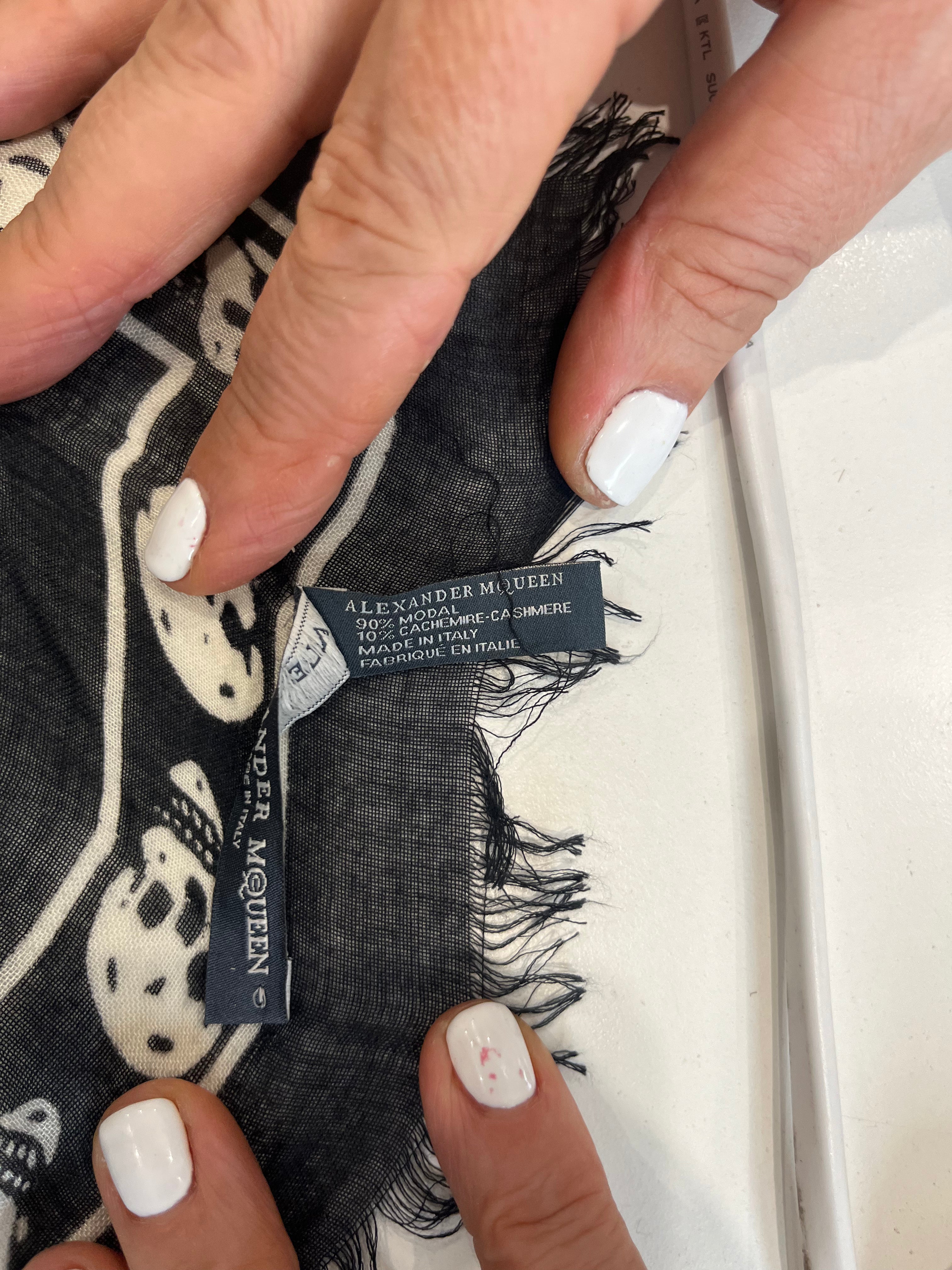 Alexander McQueen Black Skull Scarf (RRP £220) | Authentic Preloved FINAL SALE