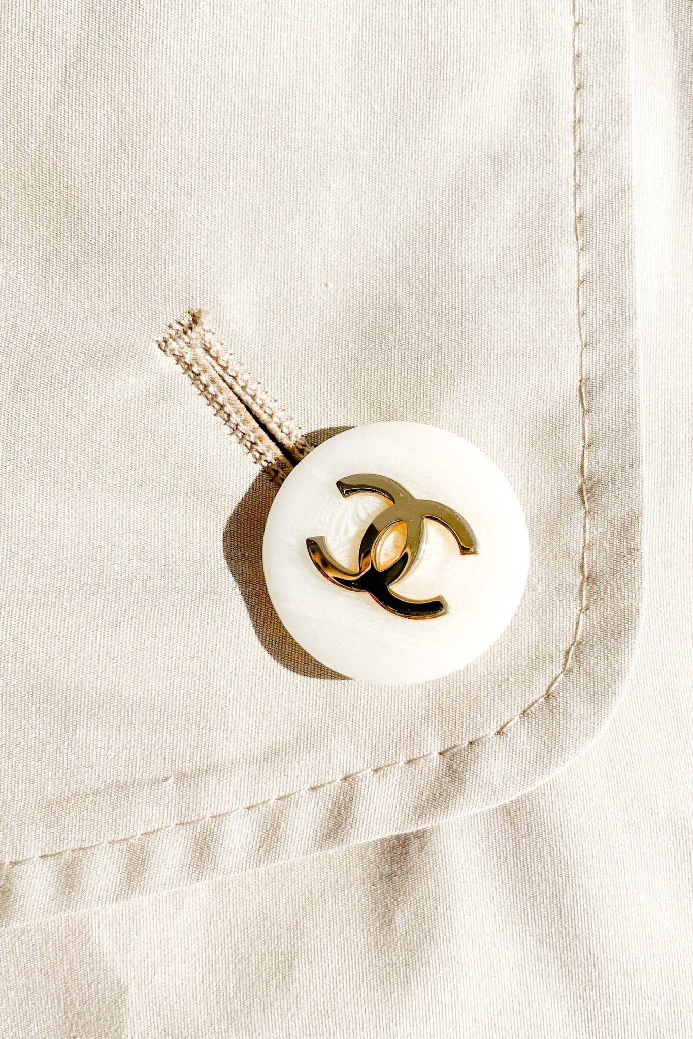 Chanel Beige Parka with Iconic Chain Belt twill RRP £3000 | Authentic Preloved - Reloved Again