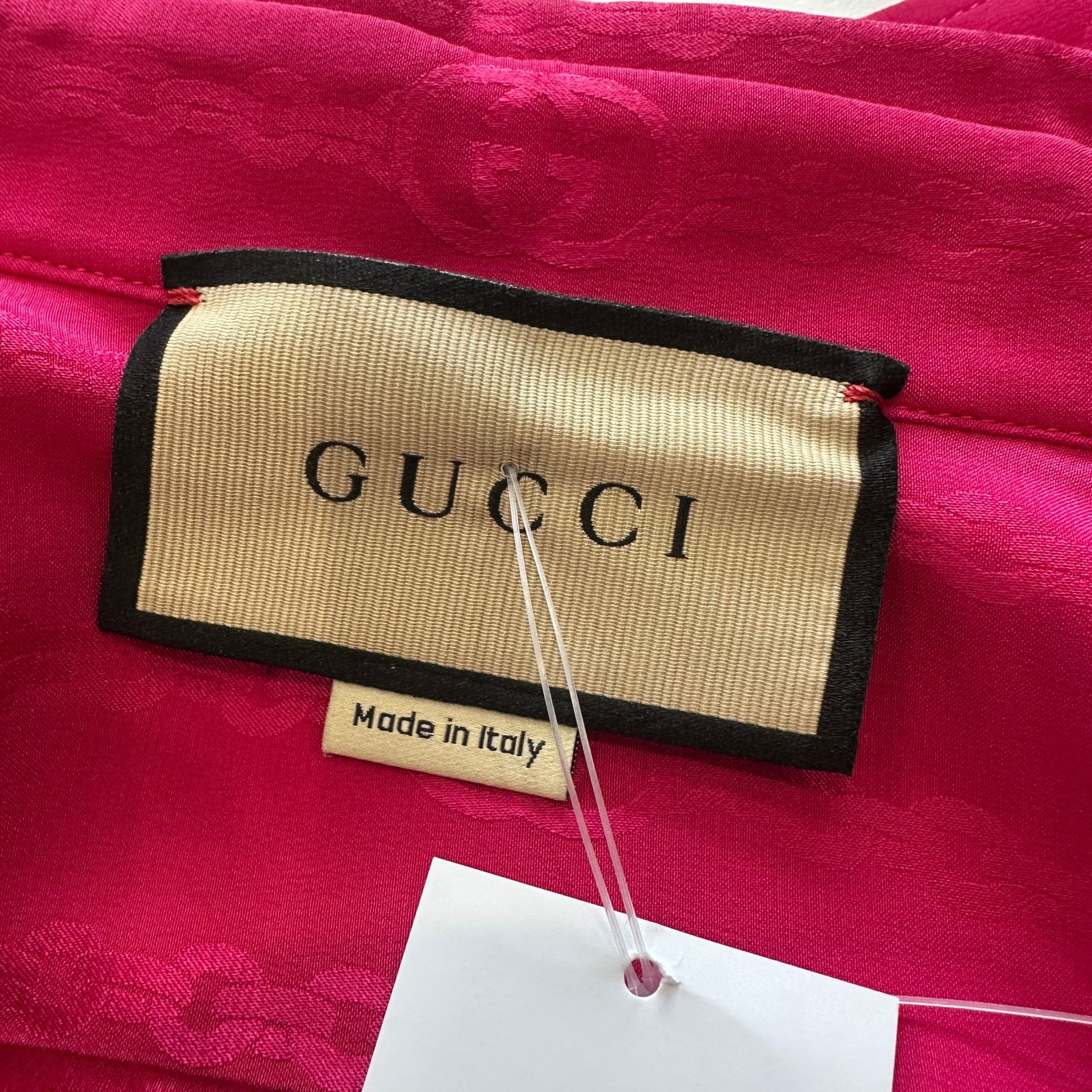 Gucci Pink GG Silk Jacquard Shirt RRP £1250 | Authentic Preloved - Reloved Again