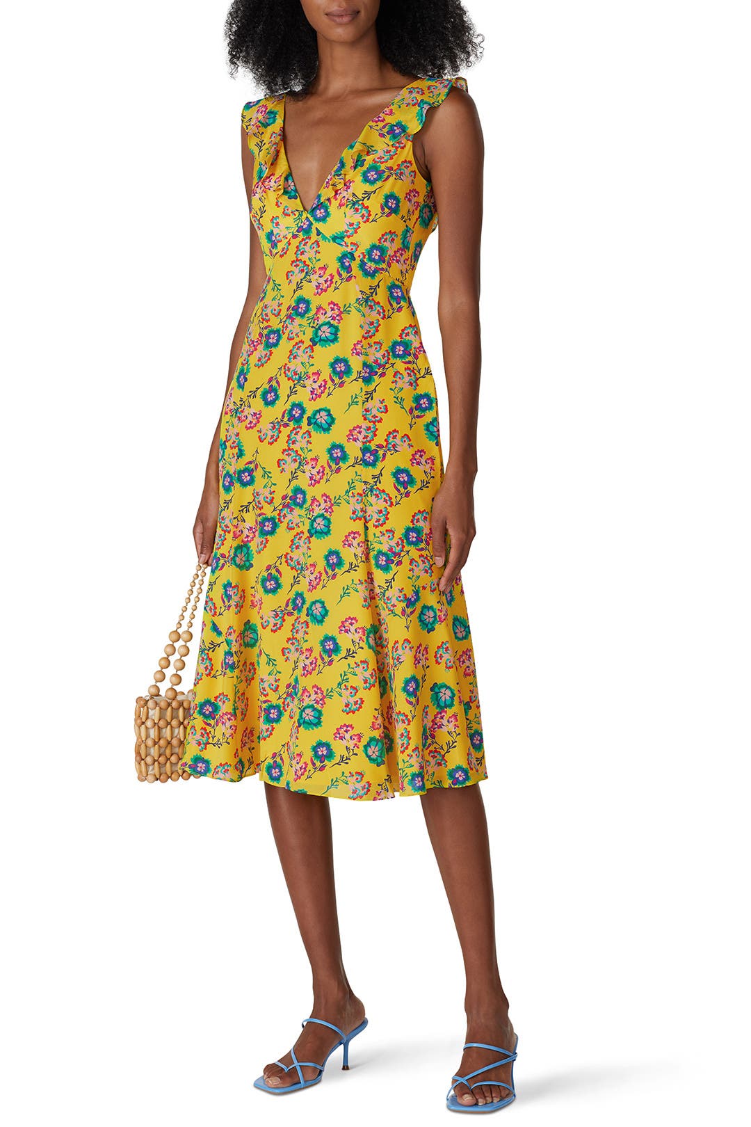 Yellow Floral sleeveless midi dress RRP £450