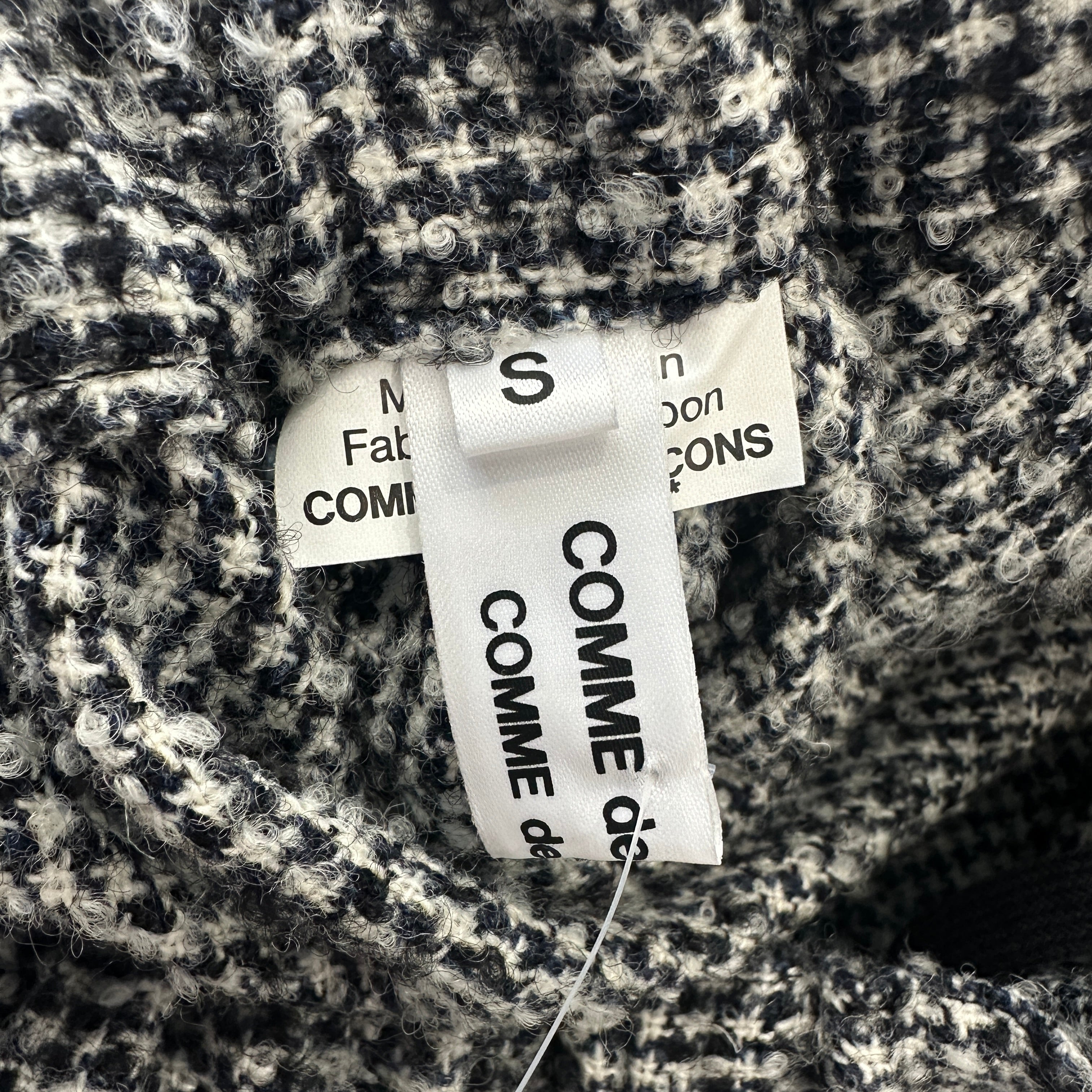 Commes de Garçons Black & Ecru Pinwheel Houndstooth Asymmetric Wool Skirt (RRP £1400) | Authentic Preloved