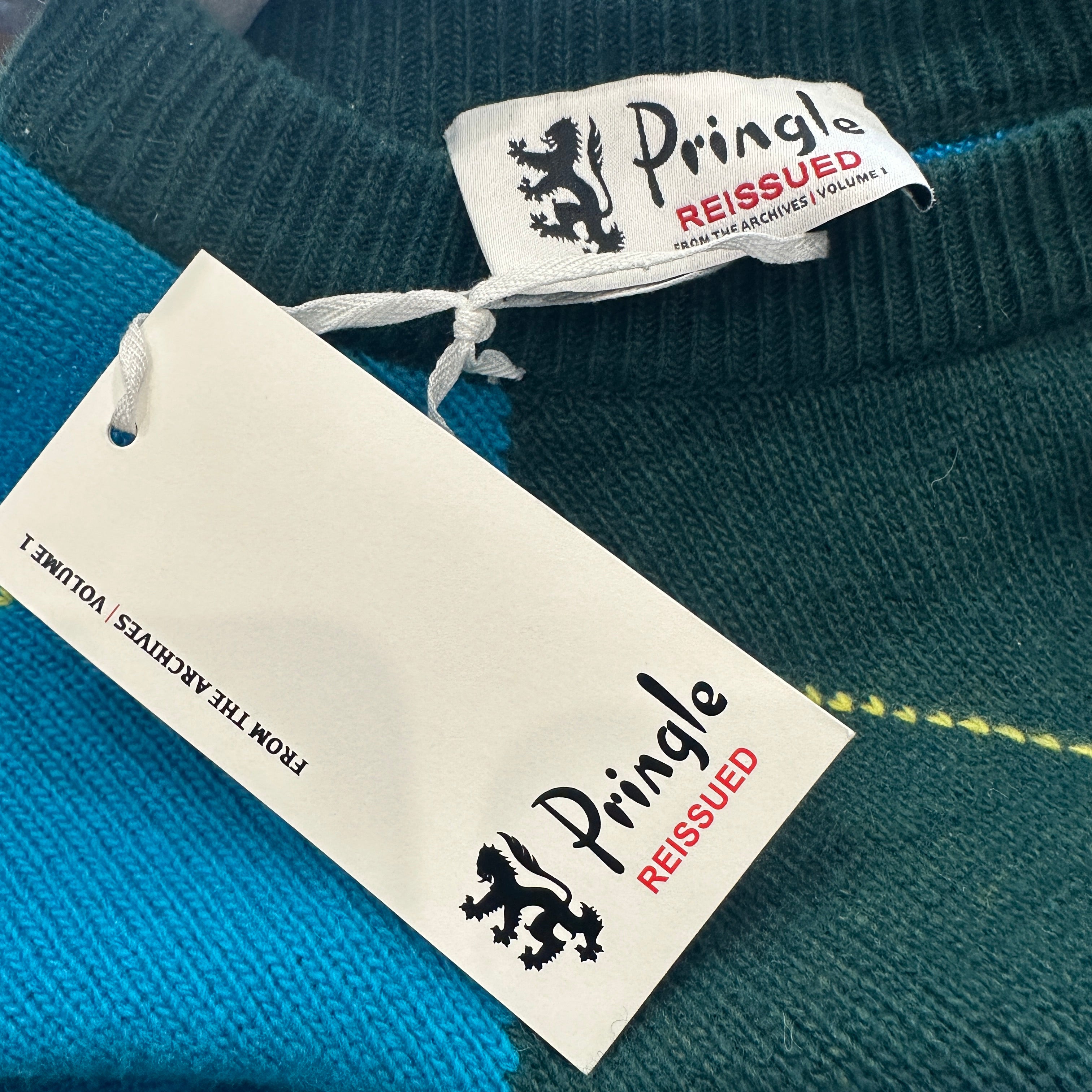 NEW Pringle of Scotland Reissued Large Scale Argyle Jumper in Green & Blue (RRP £180) | Authentic Preloved