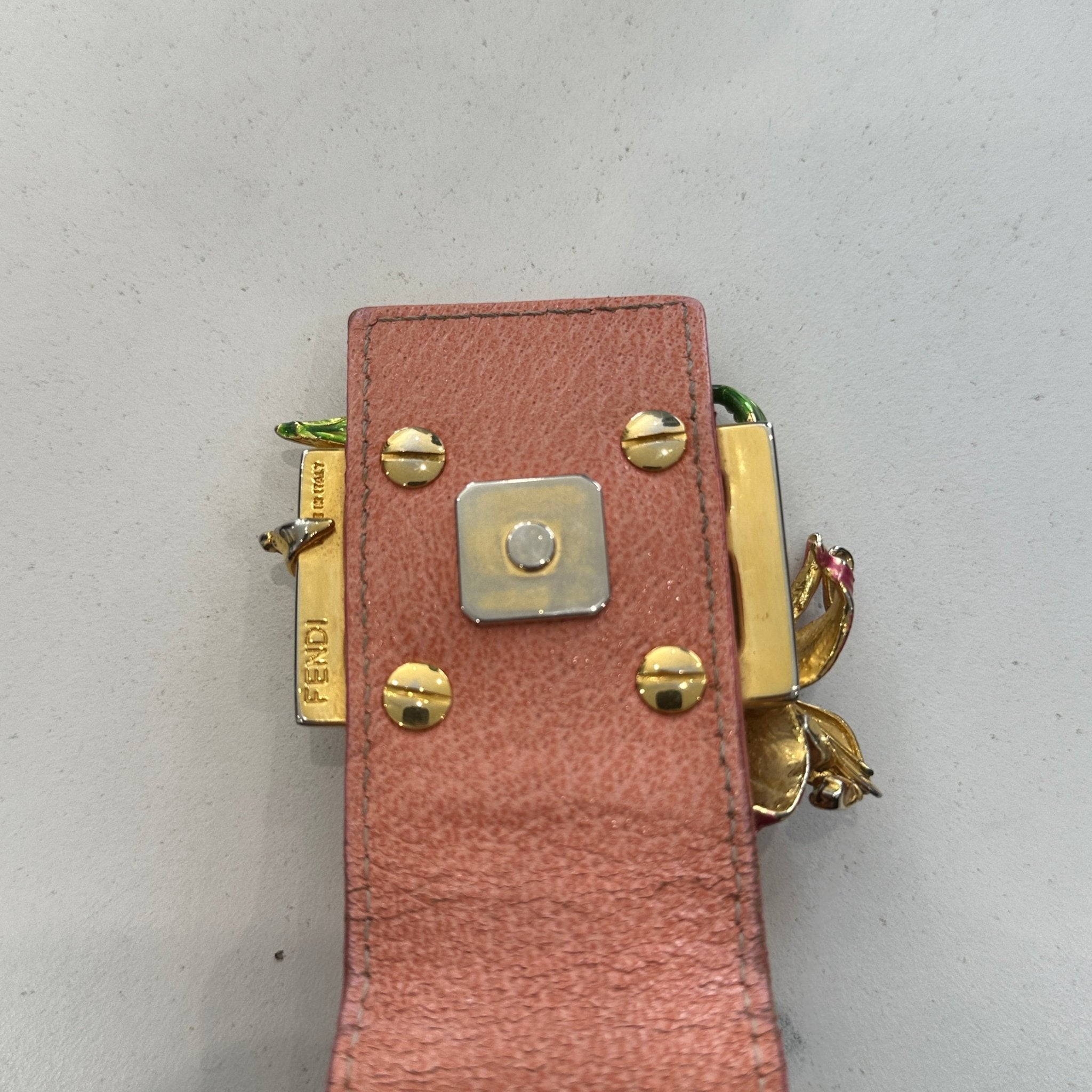 Fendi Round Flap Baguette Zucca Canvas Bag with Crystal Flower Buckle North South RRP (£2,200) | Authentic Preloved - Reloved Again