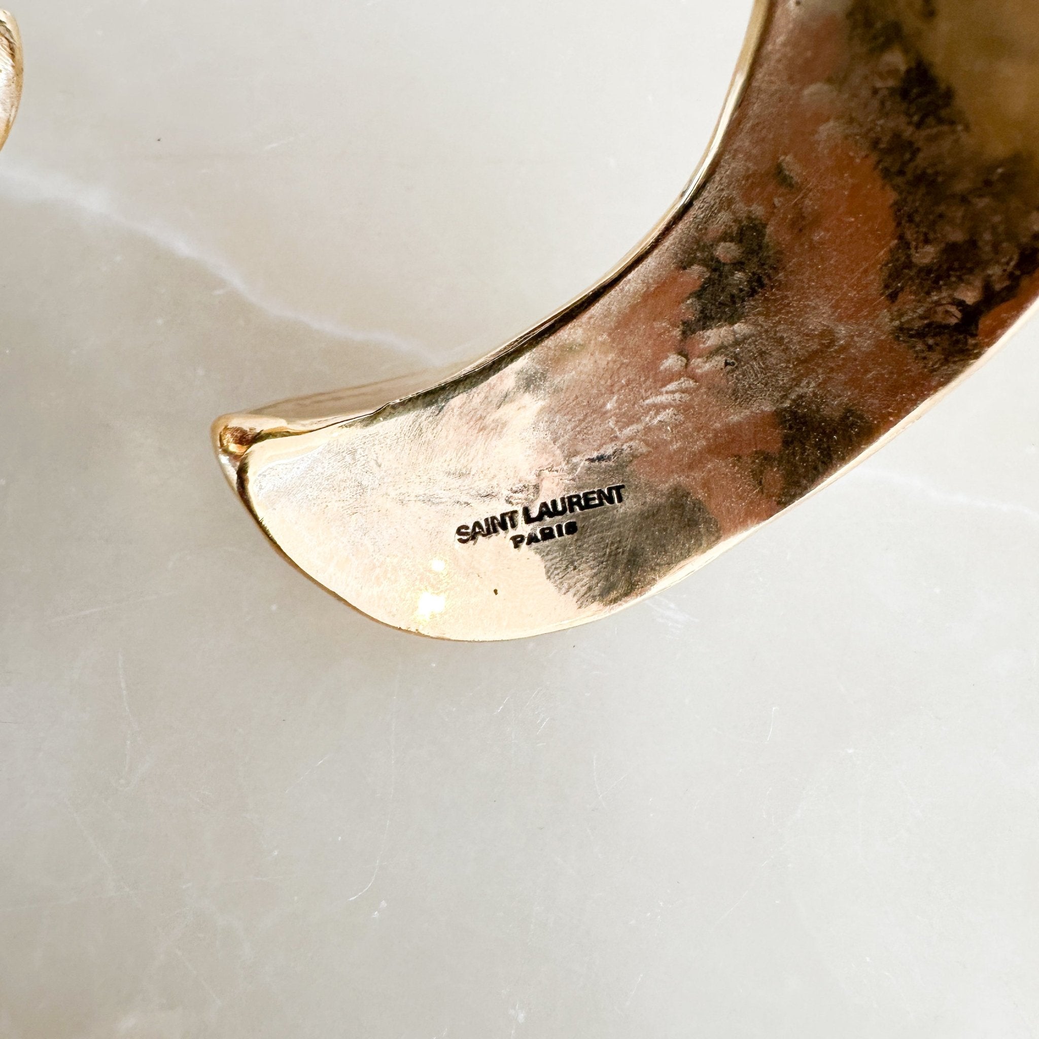 Saint Laurent Gold Plated Sculptured Cuff Bracelet (RRP £595) | Authentic Preloved FINAL SALE - Reloved Again