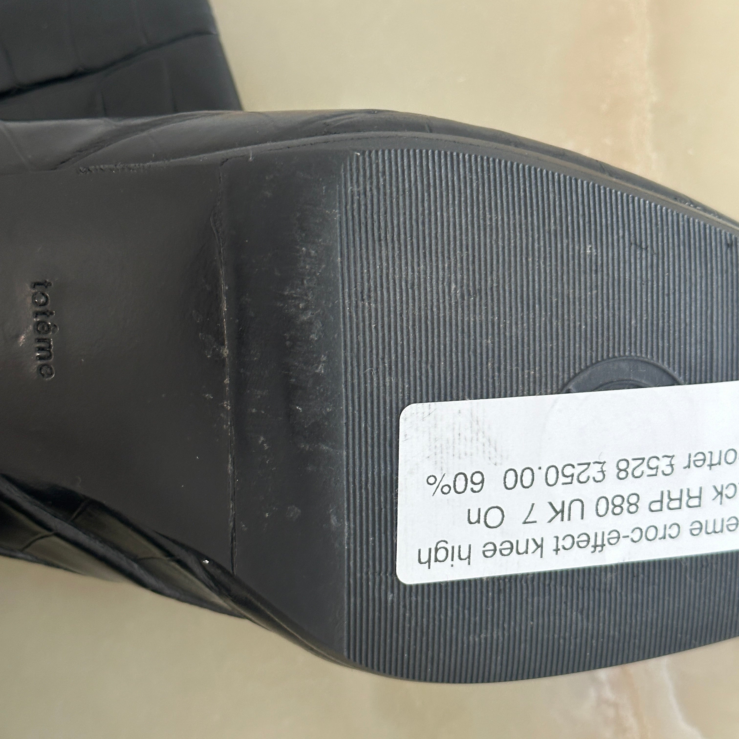 Toteme Croc-effect Knee High Boots in Black (RRP 880) | Authentic Preloved