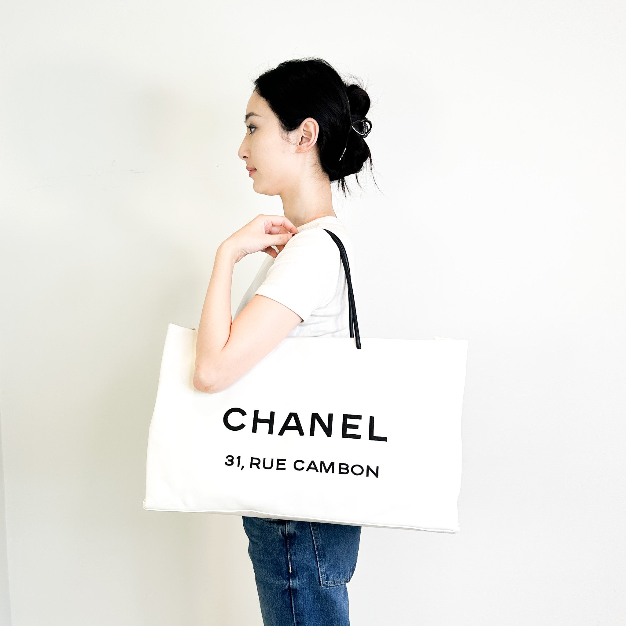 Chanel Essential 31 Rue Cambon White Tote Bag | Authentic Preloved - Reloved Again