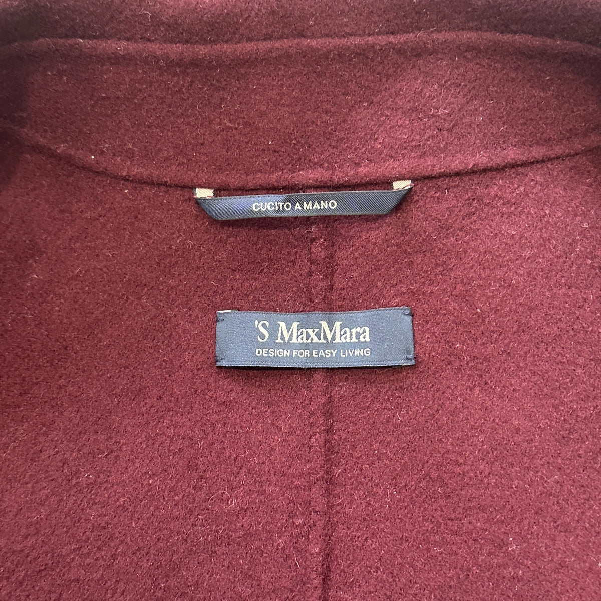 Max Mara Burgundy Pure New Wool Belted Coat RRP £840 | Authentic Preloved