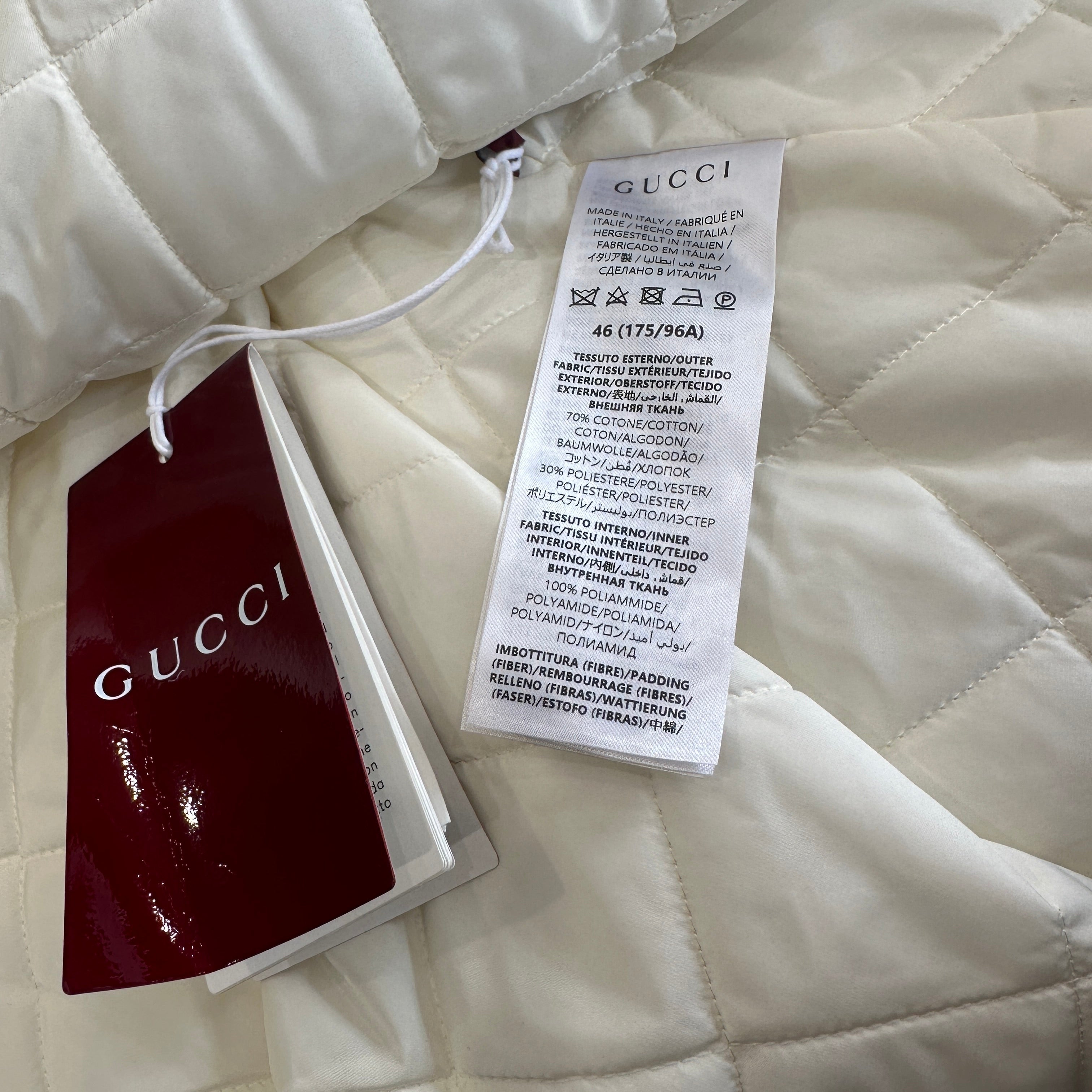 NEW Gucci White GG Monogram Quilted Overshirt Jacket RRP £2400 | Authentic Preloved