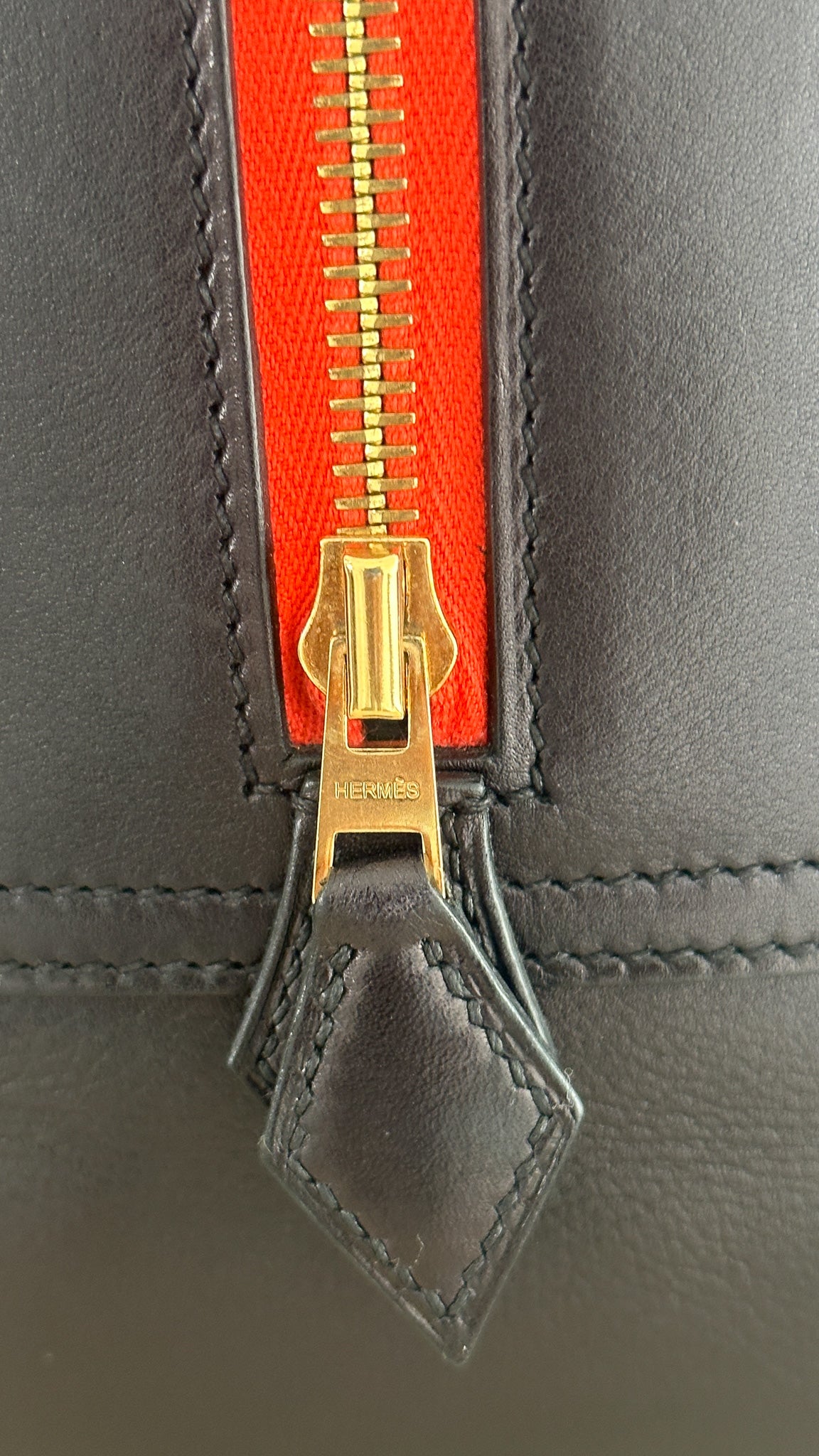Hermes Plume 28 Bag in Calfskin Black Leather Yellow Gold Plate (RRP £7740)| Authentic Preloved