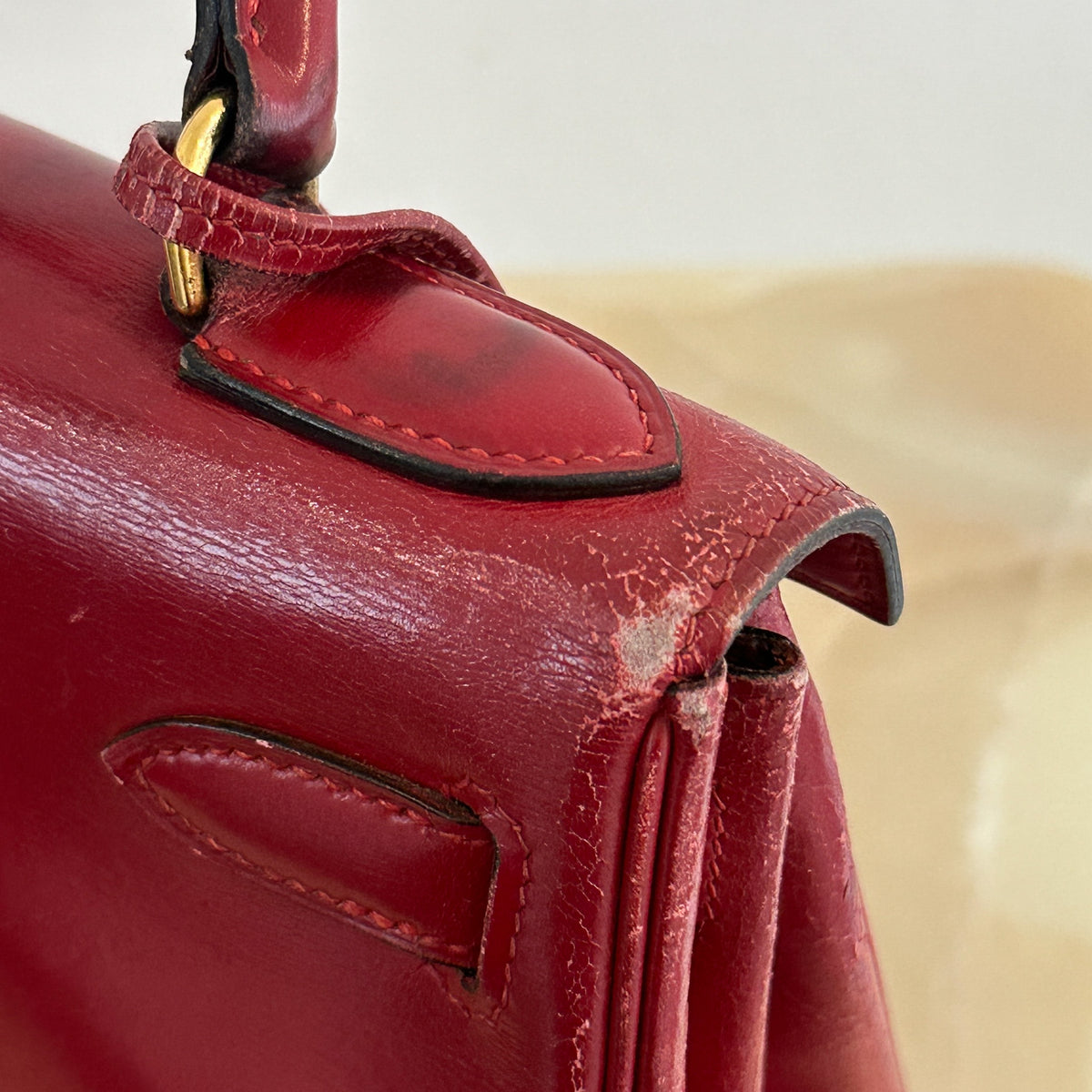 Hermes Kelly 28 Box Leather Rouge 1982 (RRP £13,000 ) | Authentic Preloved