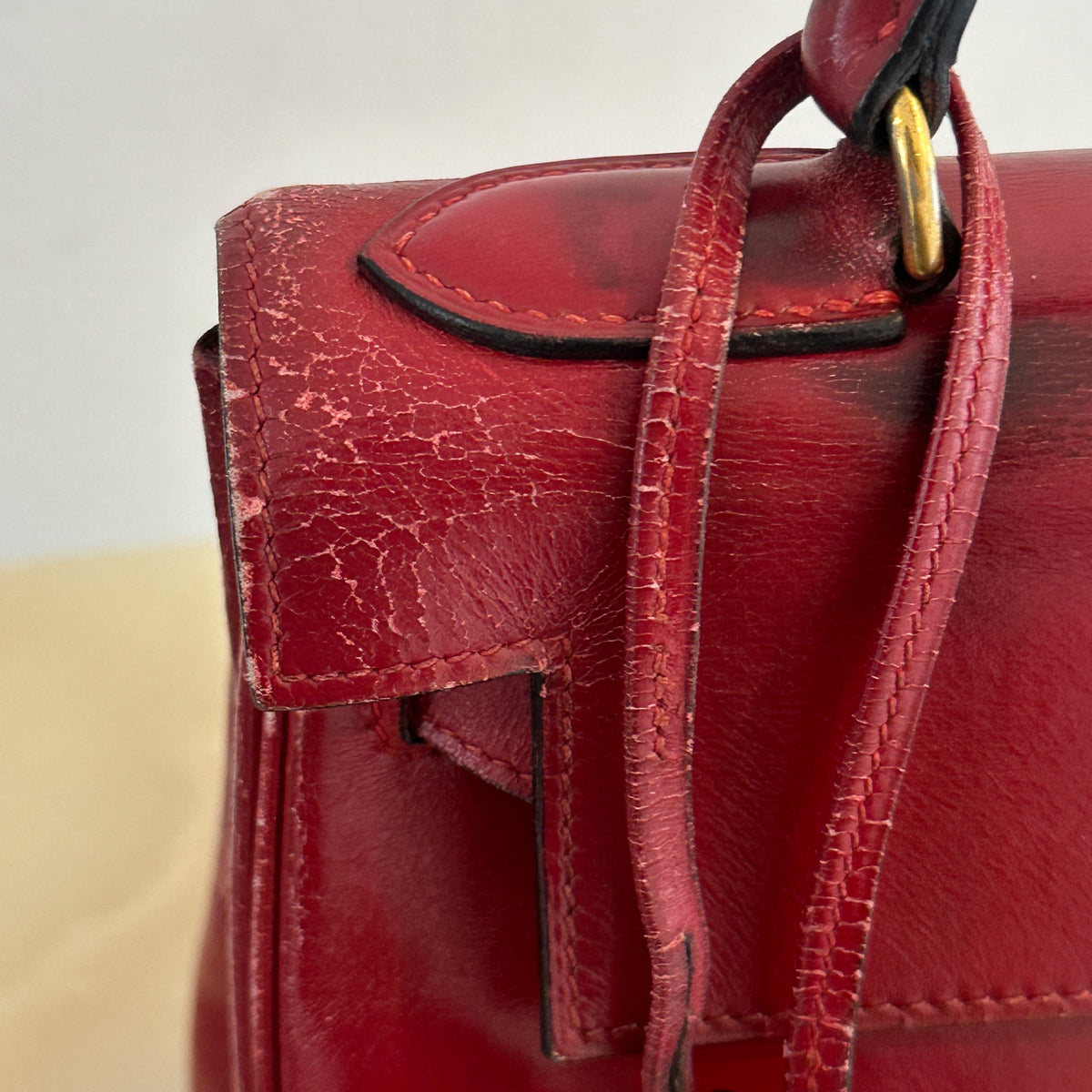 Hermes Kelly 28 Box Leather Rouge 1982 (RRP £13,000 ) | Authentic Preloved