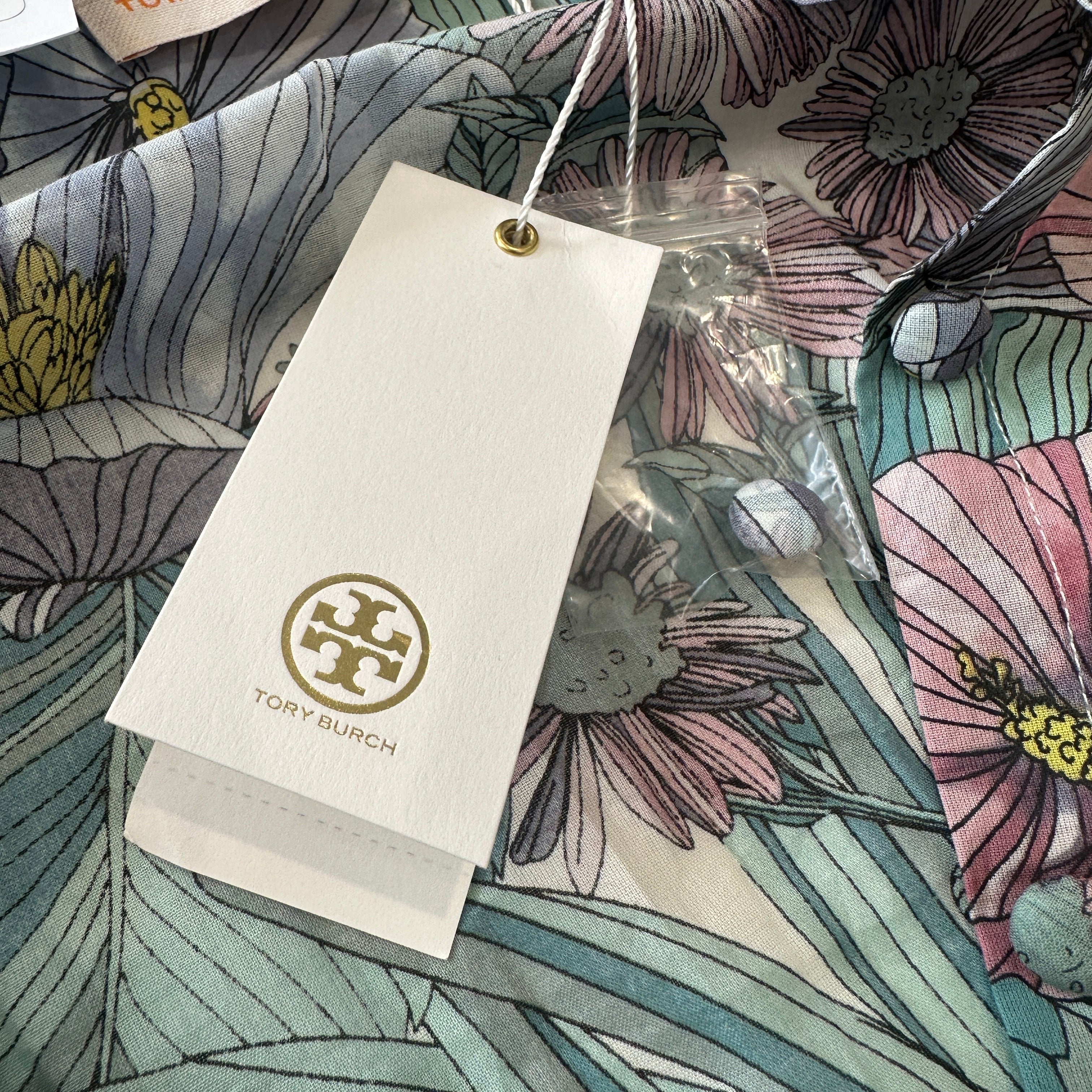 NEW Tory Burch Green Hibiscis Printed Shirtdress (RRP £328) | Authentic Preloved