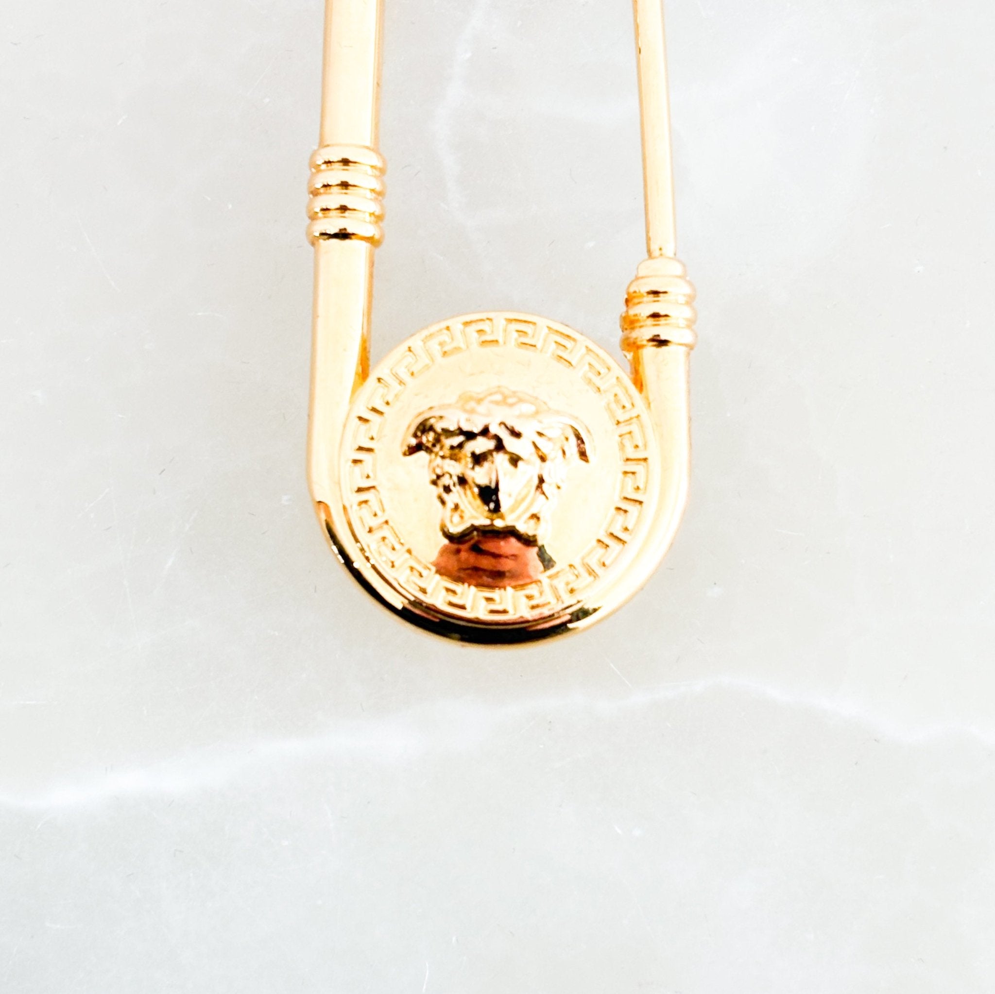 Versace Medusa Safety Pin Brooch in Gold RRP £240 | Authentic Preloved FINAL SALE - Reloved Again