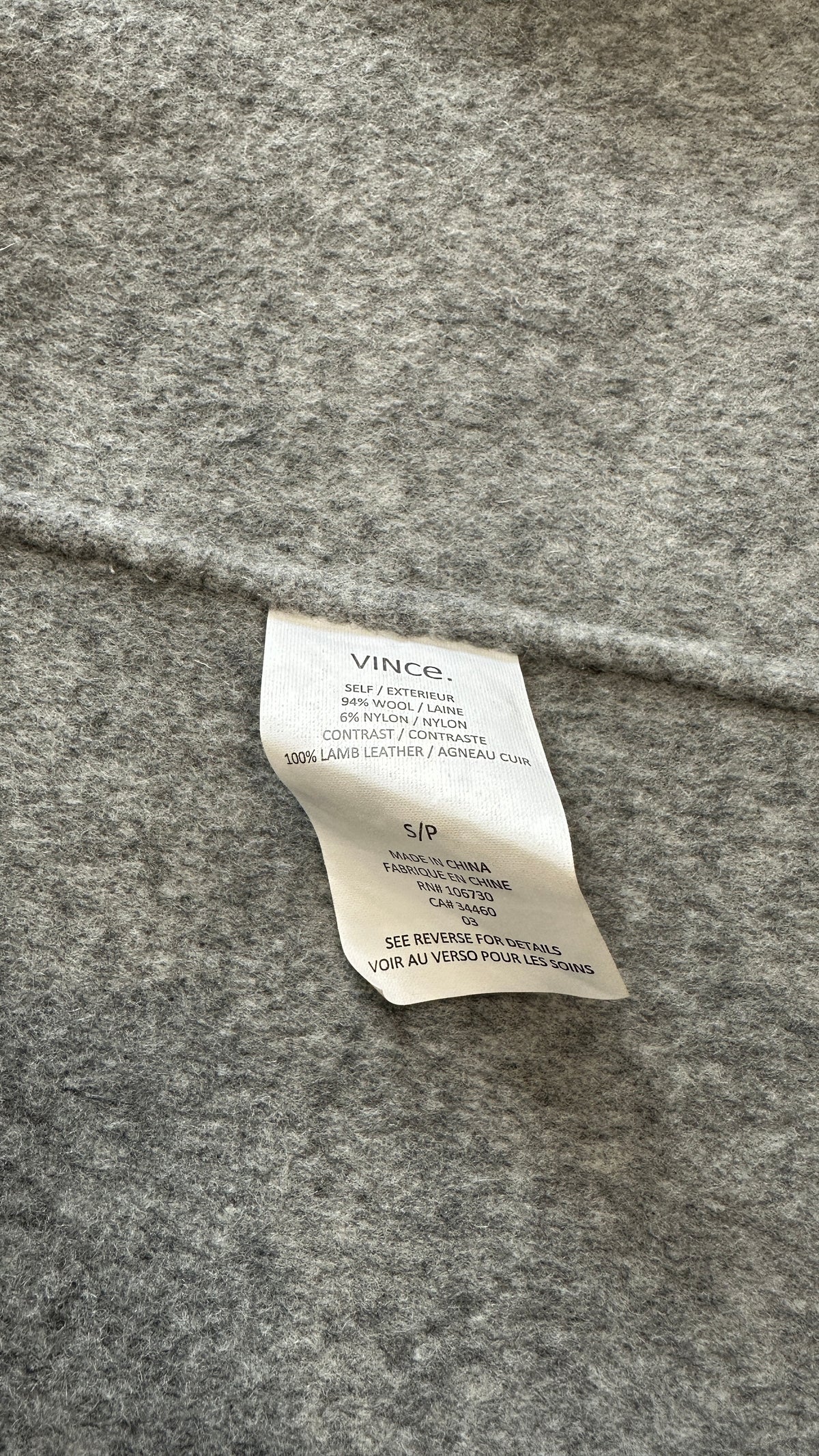 Vince Grey Wrap Grey Coat with Leather Trim (RRP £699) | Authentic Preloved