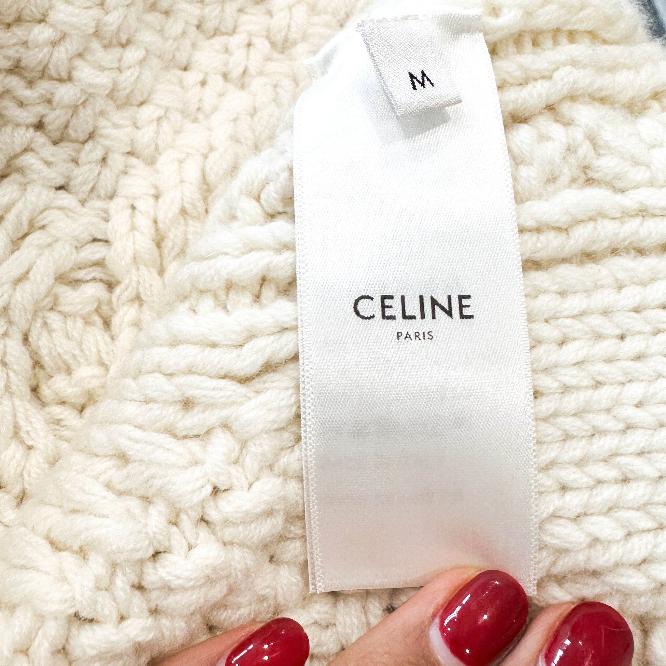 NEW Celine Cream High Neck Aran Chunky Knit Jumper RRP £1600 | Authentic Preloved