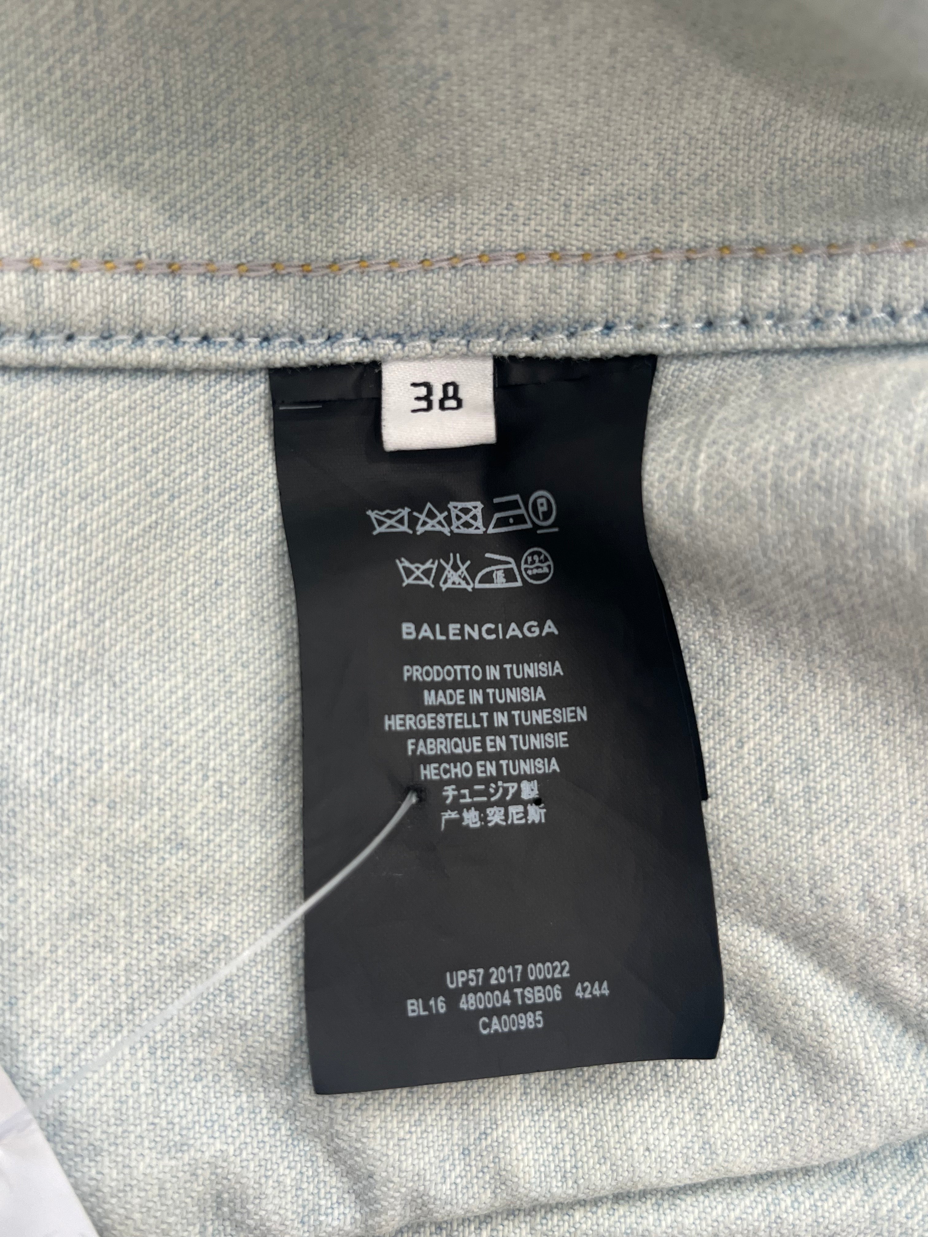 Balenciaga Scarf Frayed Light Wash Denim Jacket (RRP £1300) | Authentic Preloved
