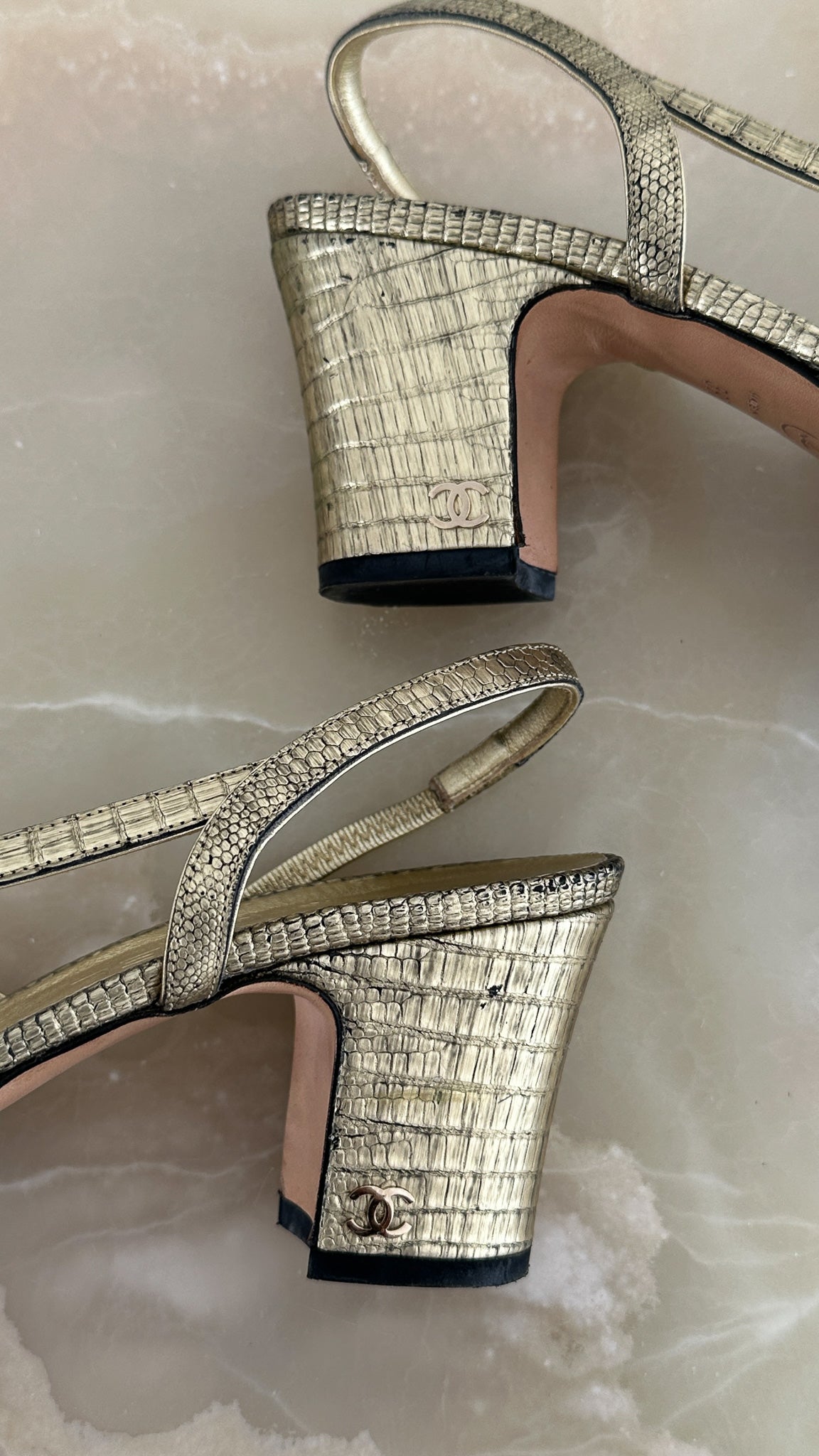 Chanel Gold Slingbacks EU 39 (RRP £1000) | Authentic Preloved