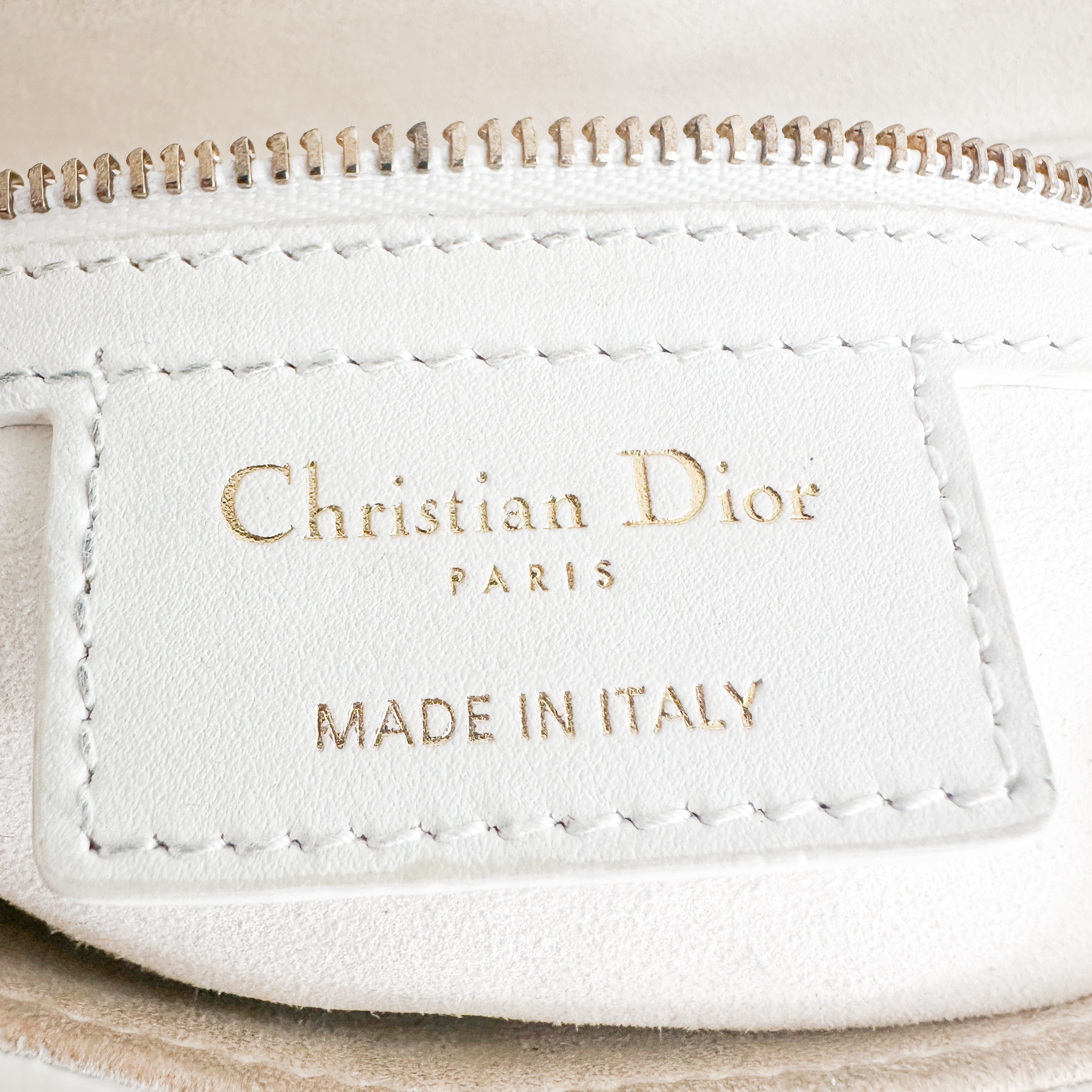 Dior White Perforated Oblique Saddle Bag with Strap (RRP £3500) | Authentic Preloved