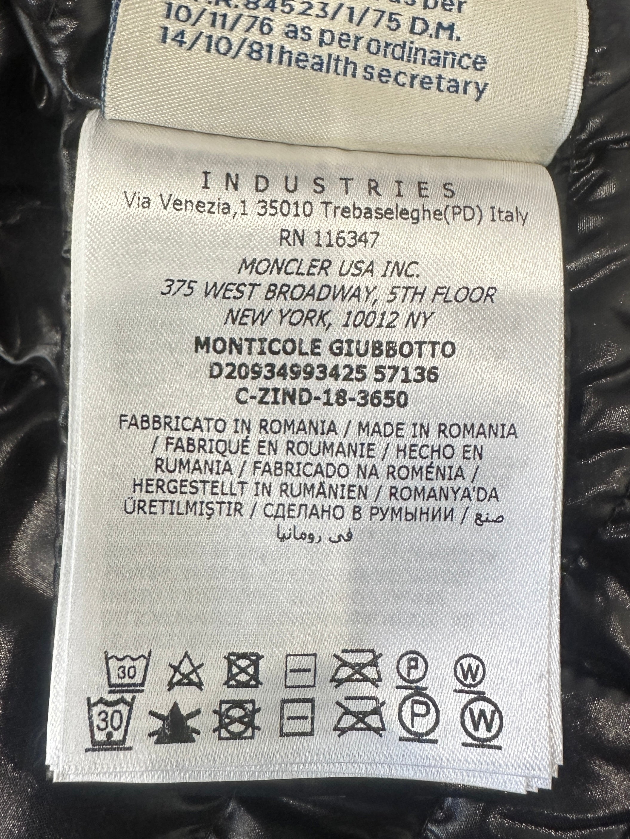 Moncler Black Monticole Giubbotto Down Jacket RRP £1500 | Authentic Preloved