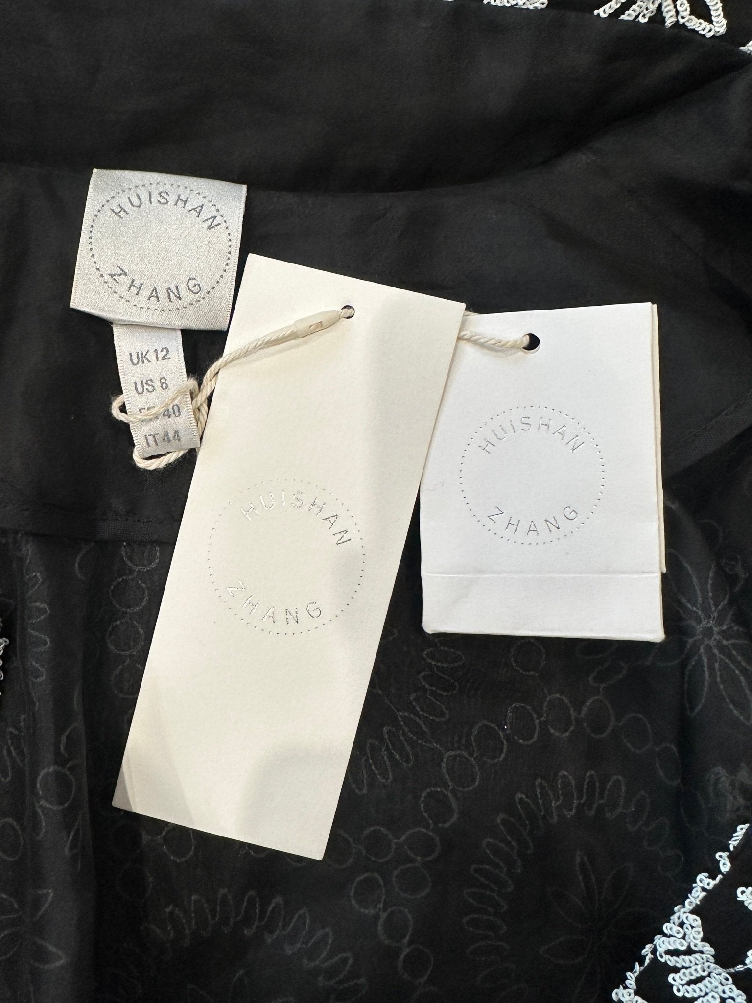 Huishan Zhang Monochrome Sequin Belted Coat RRP £2195 | Authentic Preloved - Reloved Again