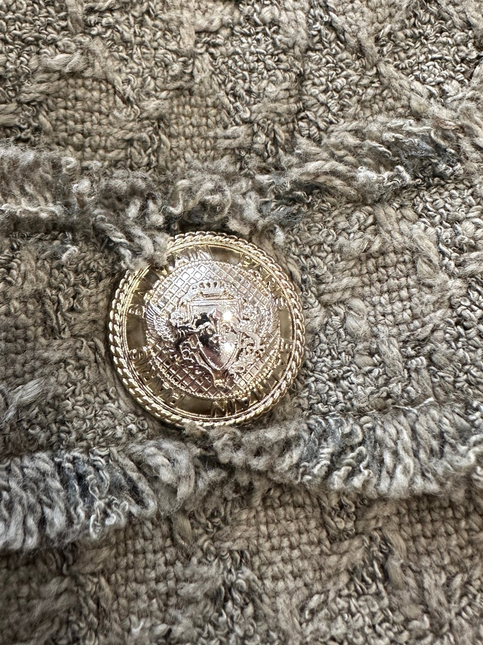 Balmain Khaki Green Frayed Boucle Blazer RRP £1700 | Authentic Preloved - Reloved Again