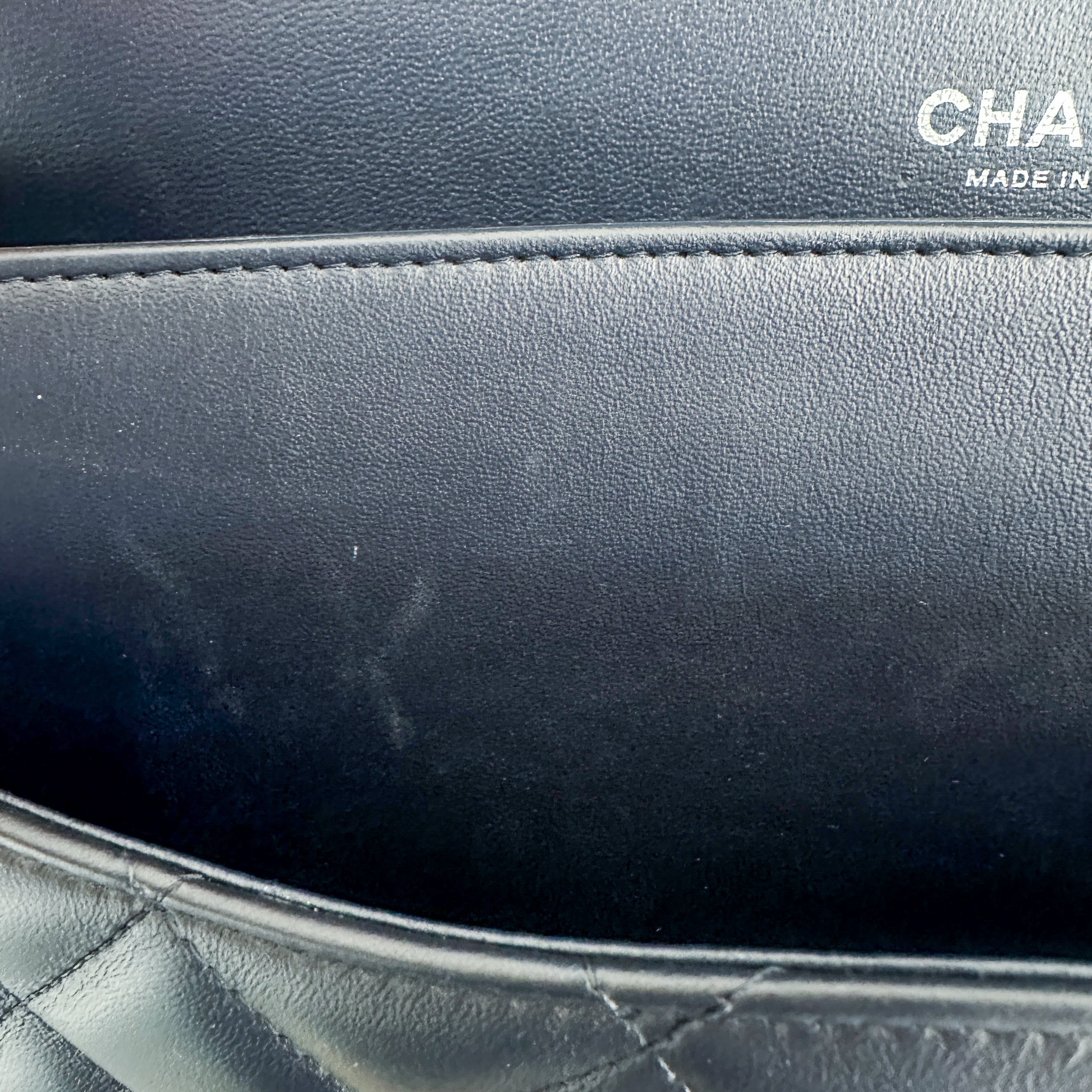 Chanel Large Classic Double Flap Bag Navy Lambskin with Silver Hardware (RRP £9500) | Authentic Preloved