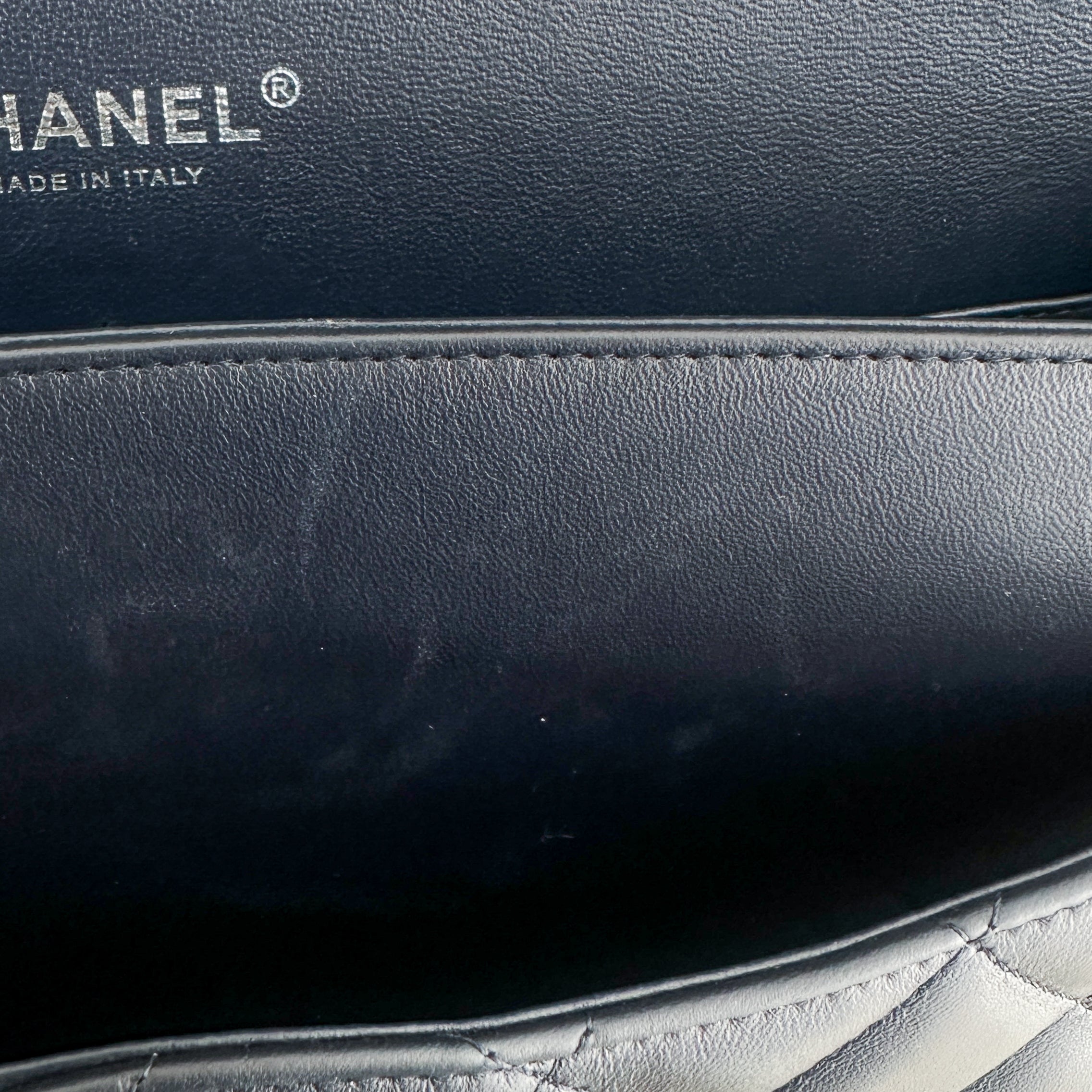Chanel Large Classic Double Flap Bag Navy Lambskin with Silver Hardware (RRP £9500) | Authentic Preloved