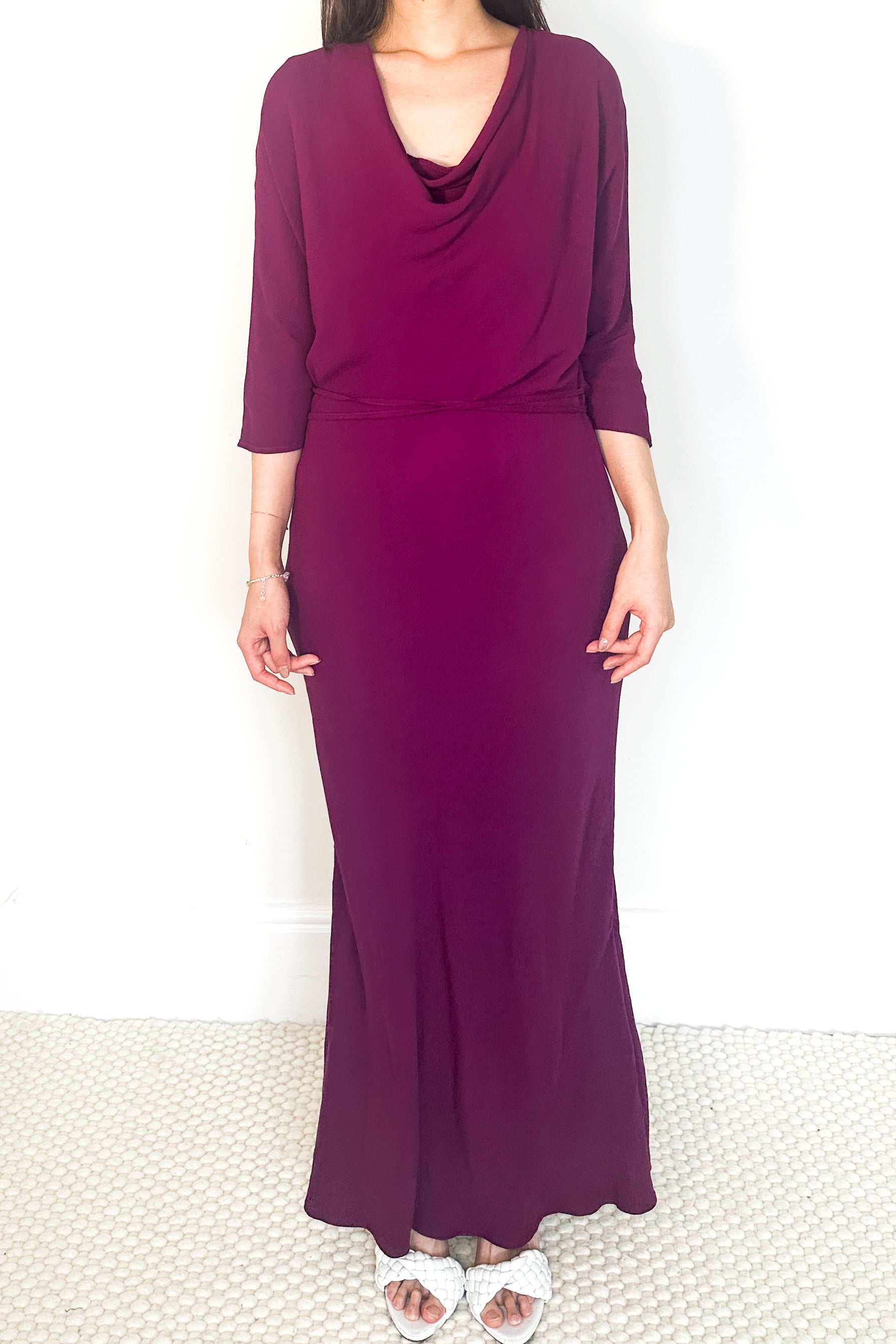 maxi purple dress with with cowl neck RRP £150