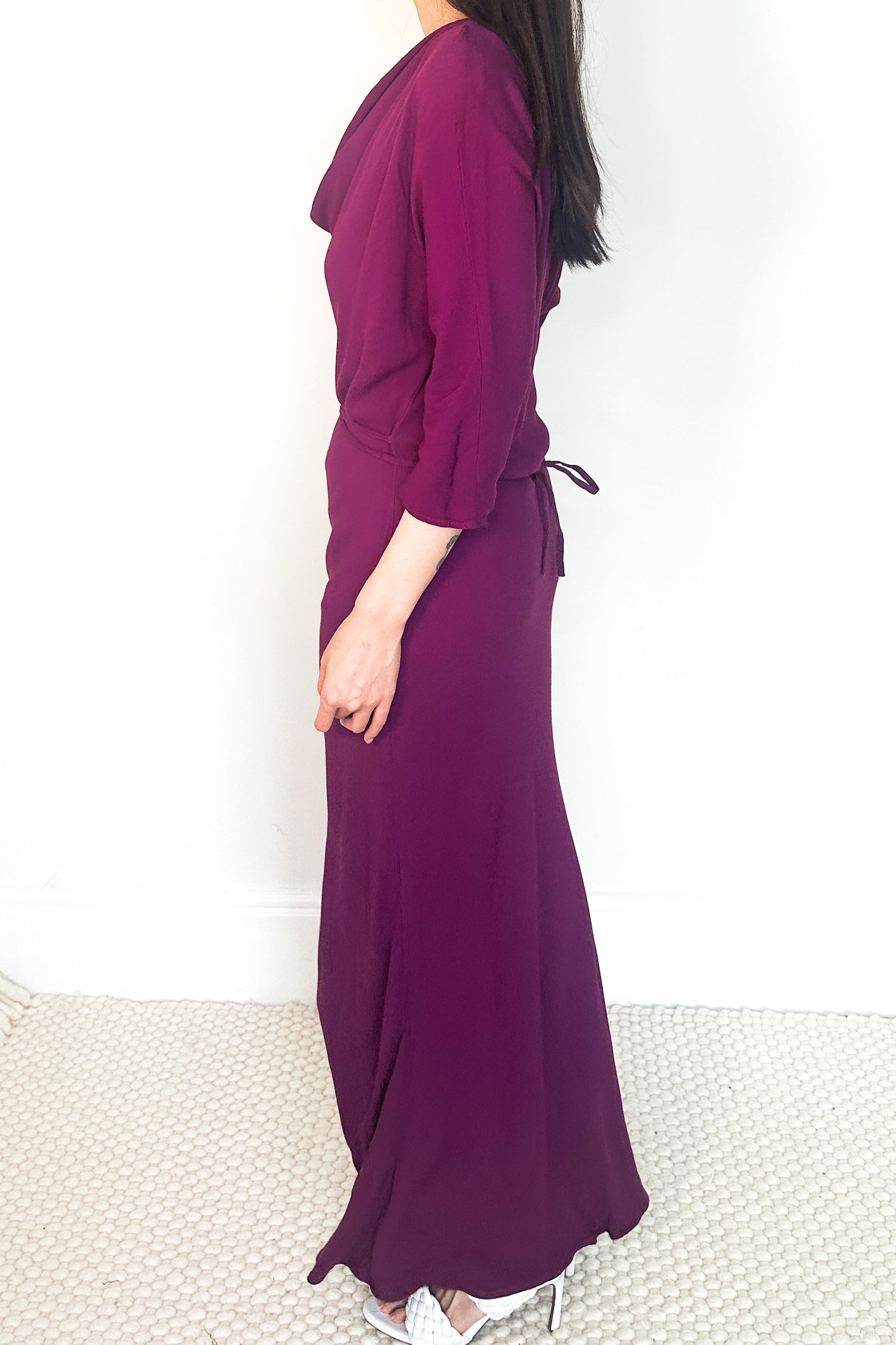 maxi purple dress with with cowl neck RRP £150