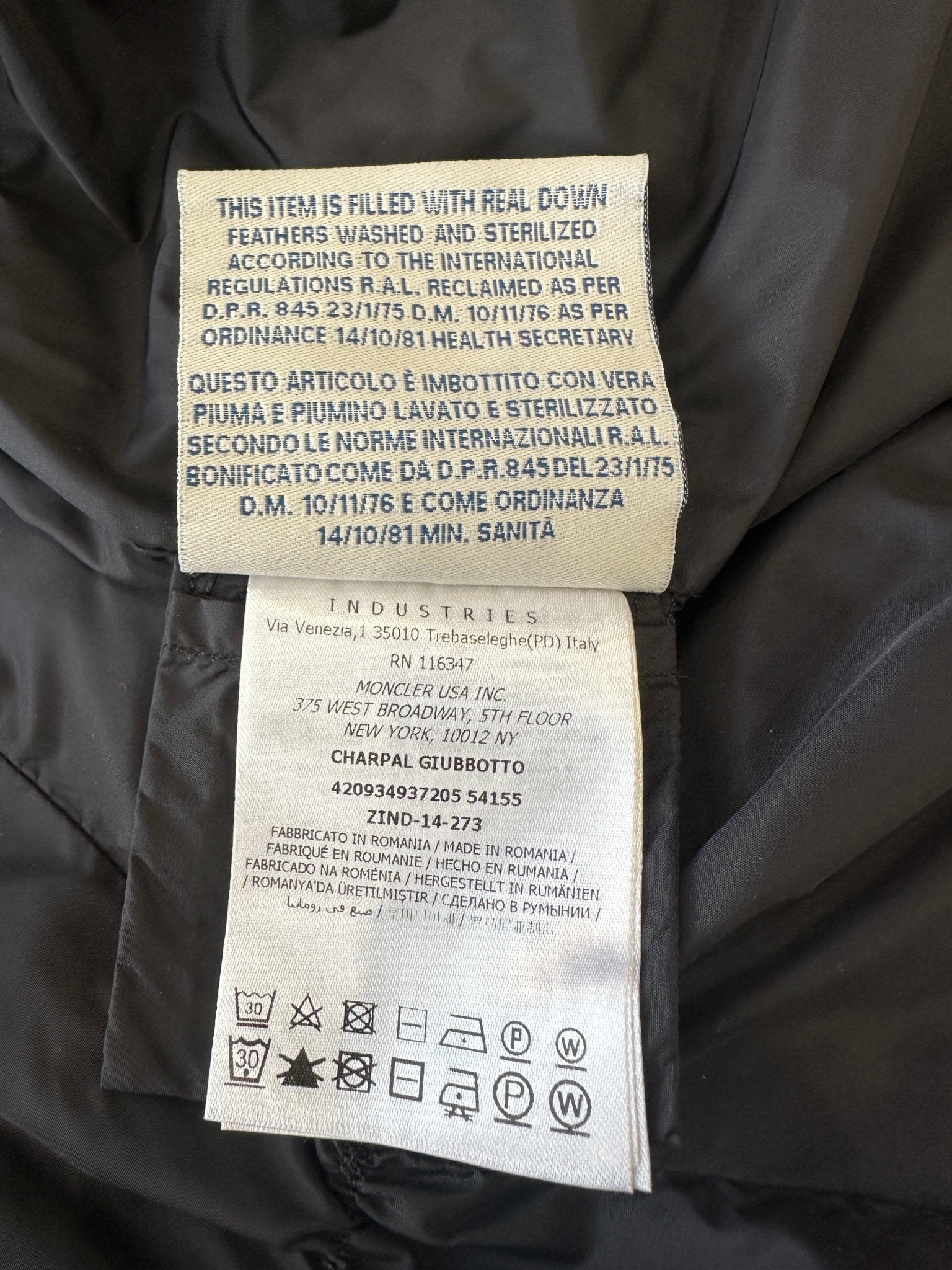 Moncler Night Blue Charpal Down Hooded Coat RRP £615 | Authentic Preloved - Reloved Again