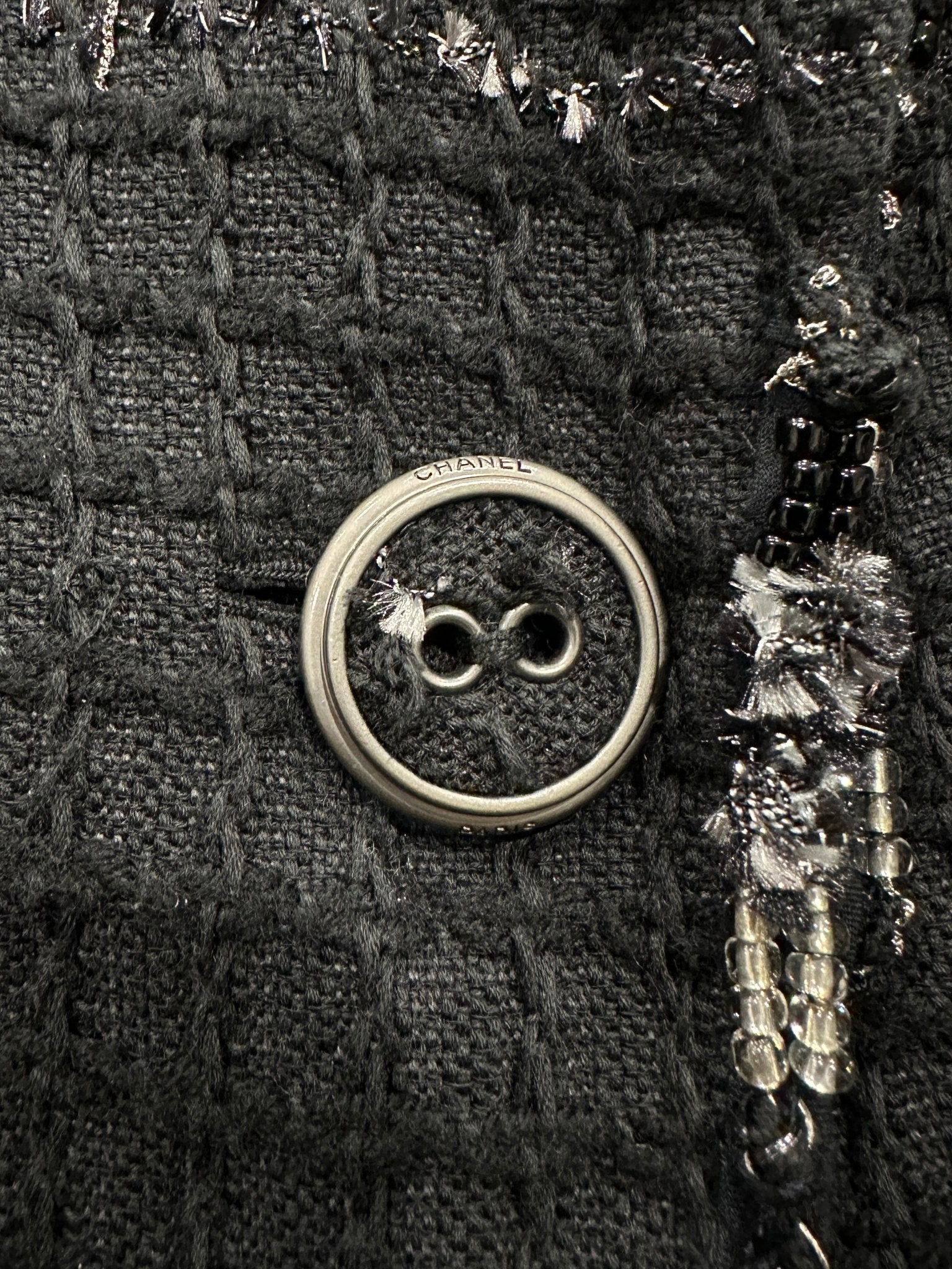 Chanel Black and Silver Boucle Jacket RRP £5.5K | Authentic Preloved - Reloved Again
