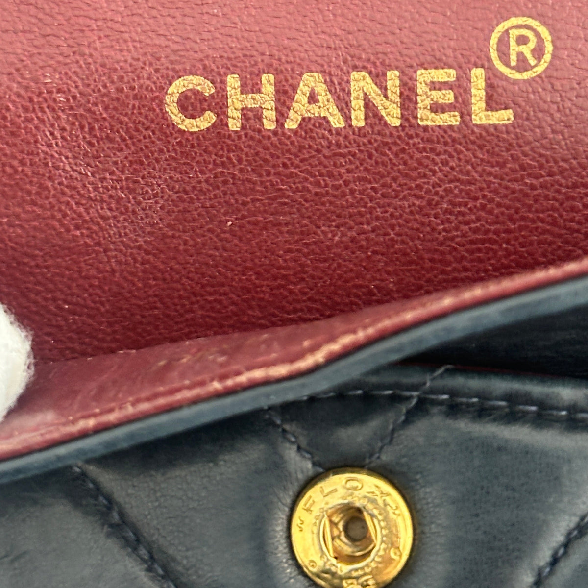 Chanel Vintage Medium Classic Chevron Double Flap Bag in Navy | Authentic Preloved