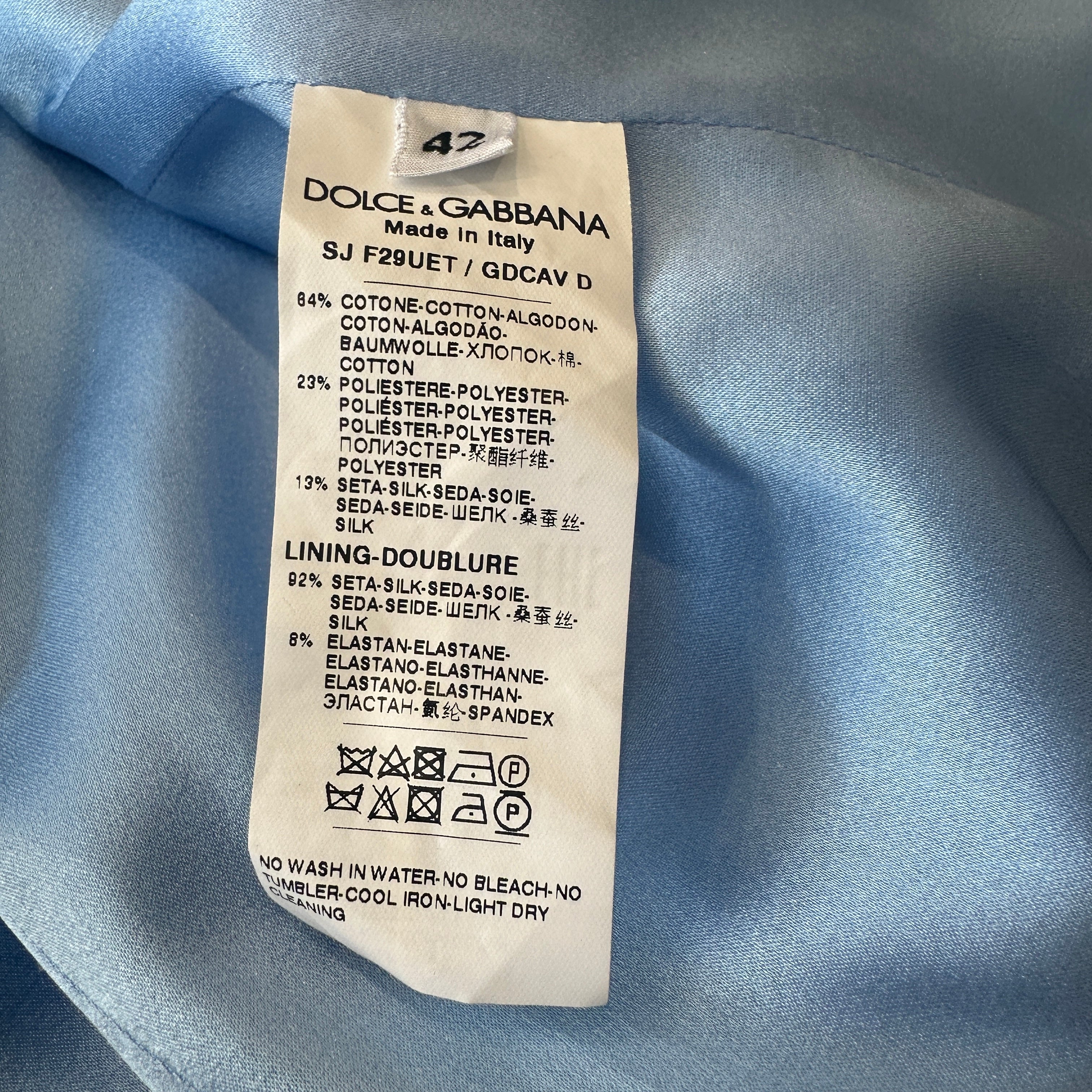Dolce & Gabbana Light Blue Jacquard Floral Jacket (RRP £1925) | Authentic Preloved