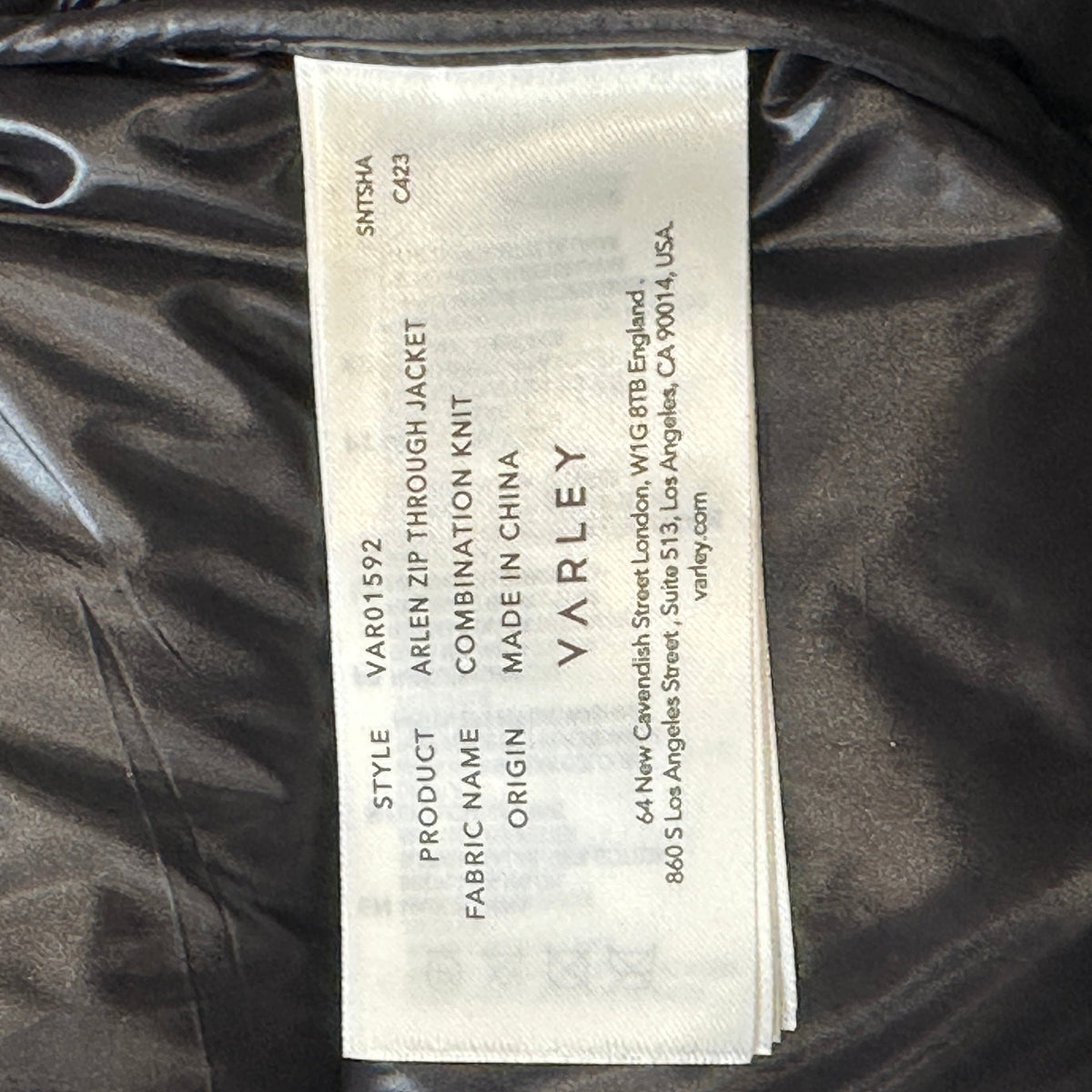 NEW Black Varley Puffer Jacket with Chunky Ribbed Knit Collar (RRP £399) | Authentic Preloved - Reloved Again