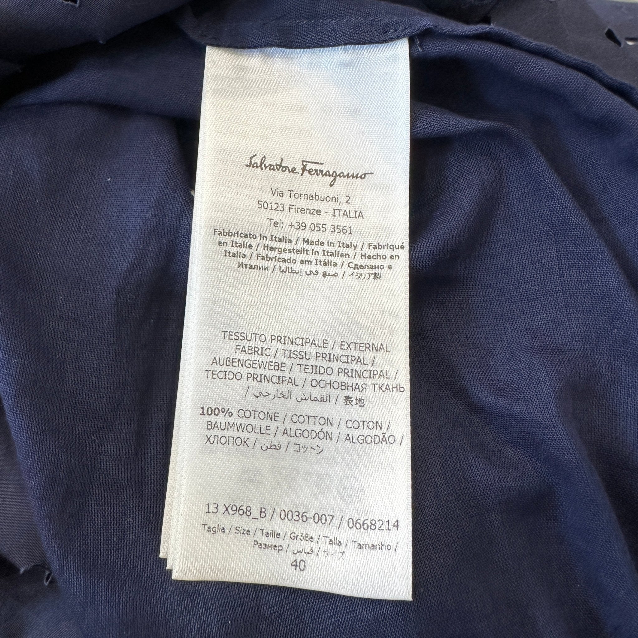 NEW Salvatore Ferragamo Navy Eyelet Cotton Dress (RRP £300) | Authentic Preloved - Reloved Again