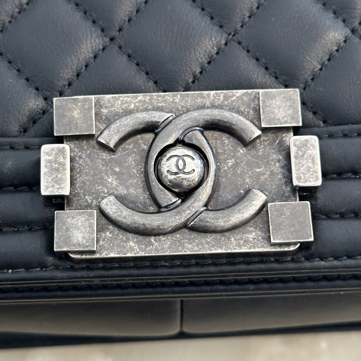 Chanel Medium Boy Bag in Black Quilted Lambskin Leather (RRP £6000) | Authentic Preloved - Reloved Again