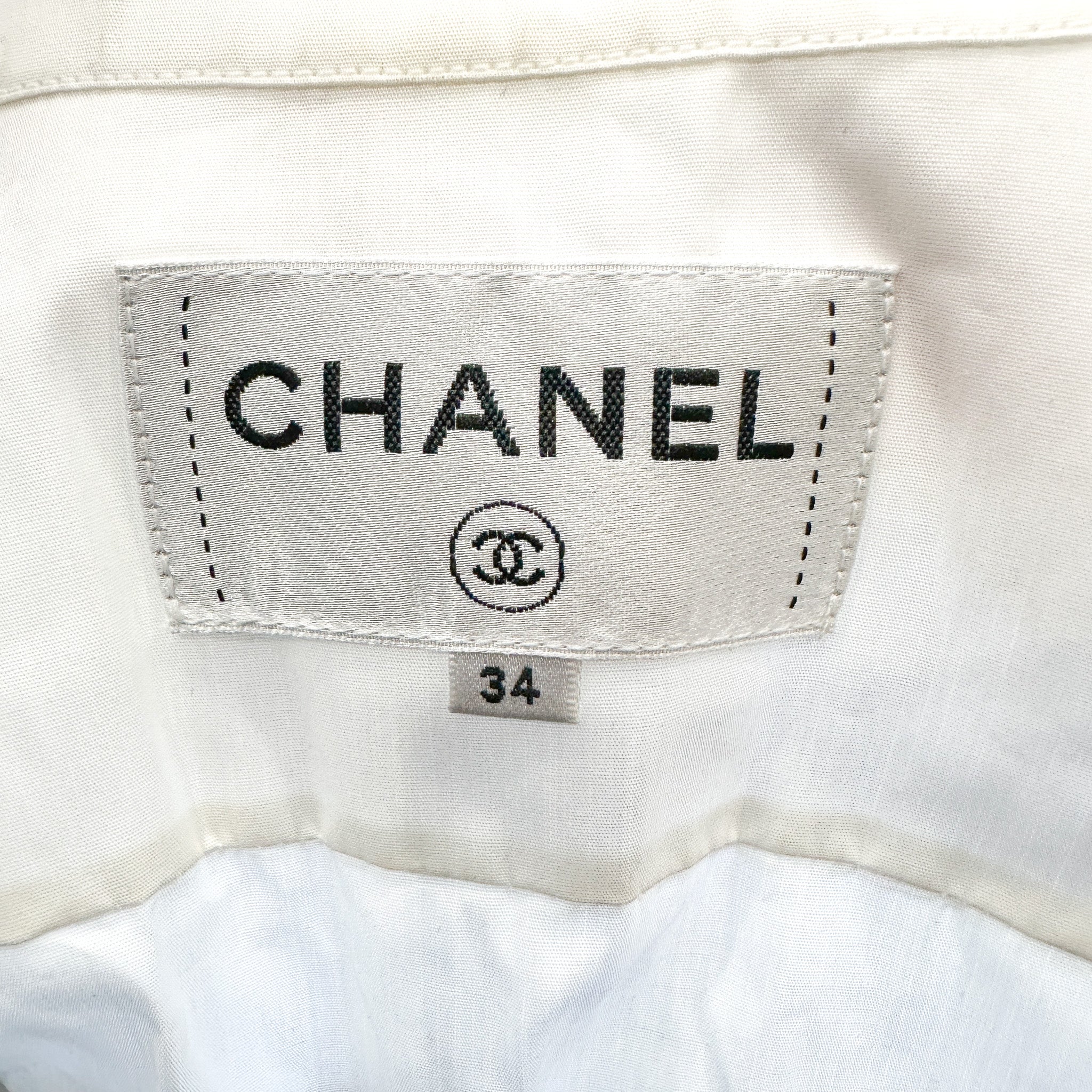 Chanel SS2019 White Cotton Beach Letter Cropped Shirt (RRP £1650)| Authentic Preloved